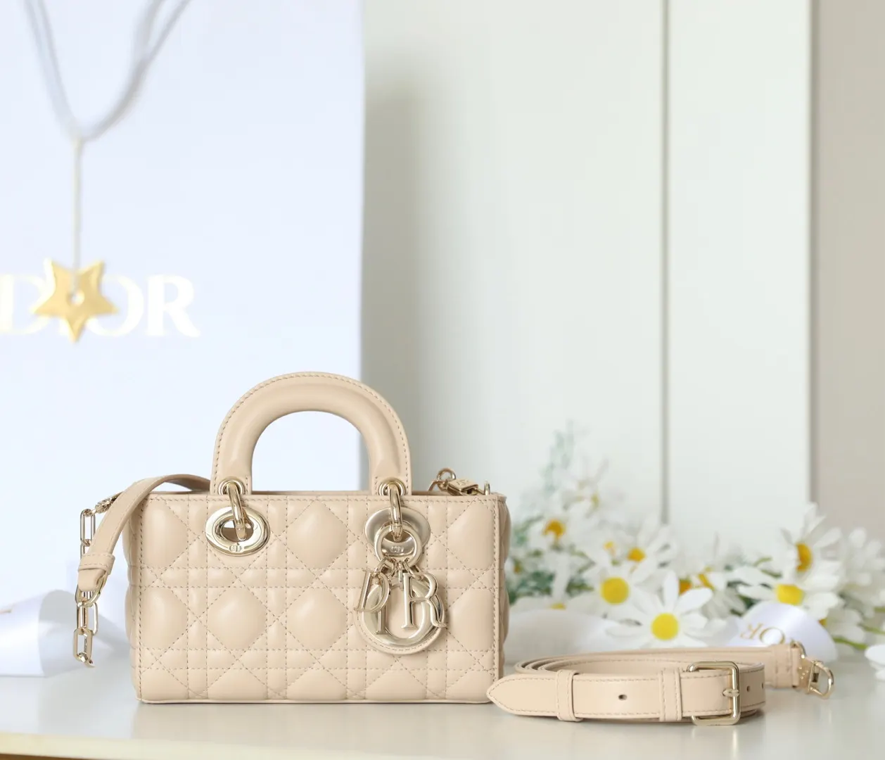 Dior Lady Top Handle Bag Beige Image 3 Dior Lady Top Handle Bag Beige Image 3