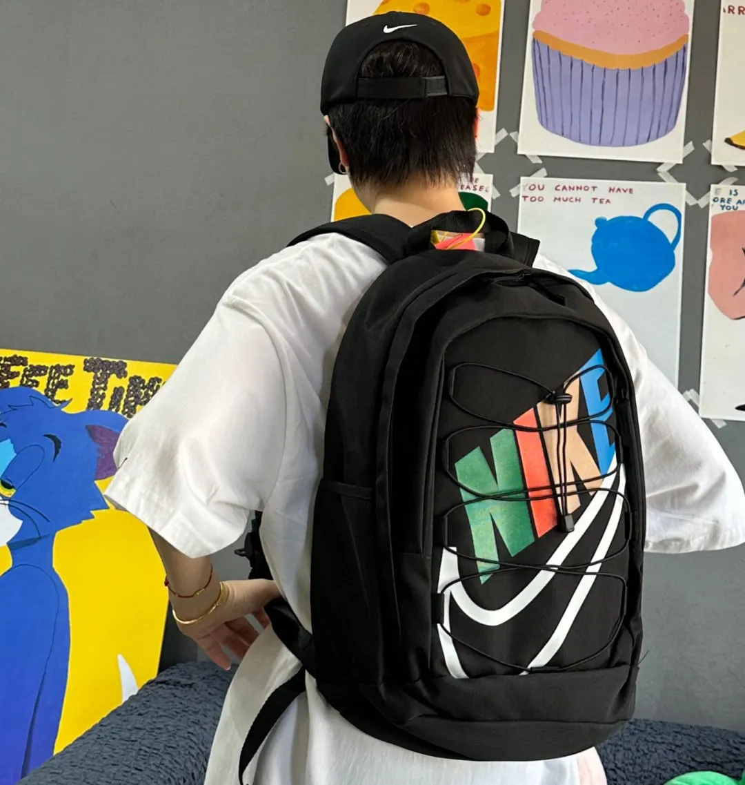 黑色 高 Nike耐克彩虹抽绳系列單肩包学生书包 日常單肩背款