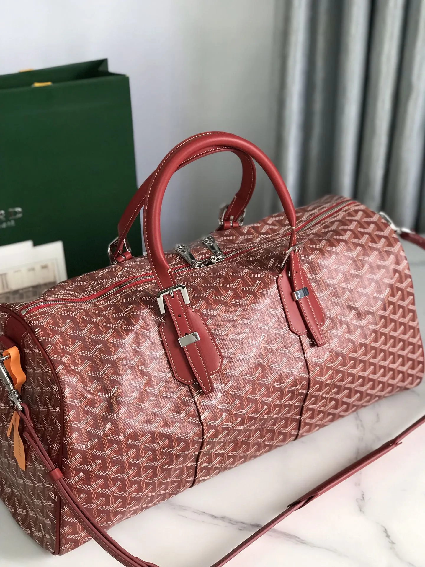 Goyard 深蓝 酒红 小牛皮 旅行包 大容量旅行款