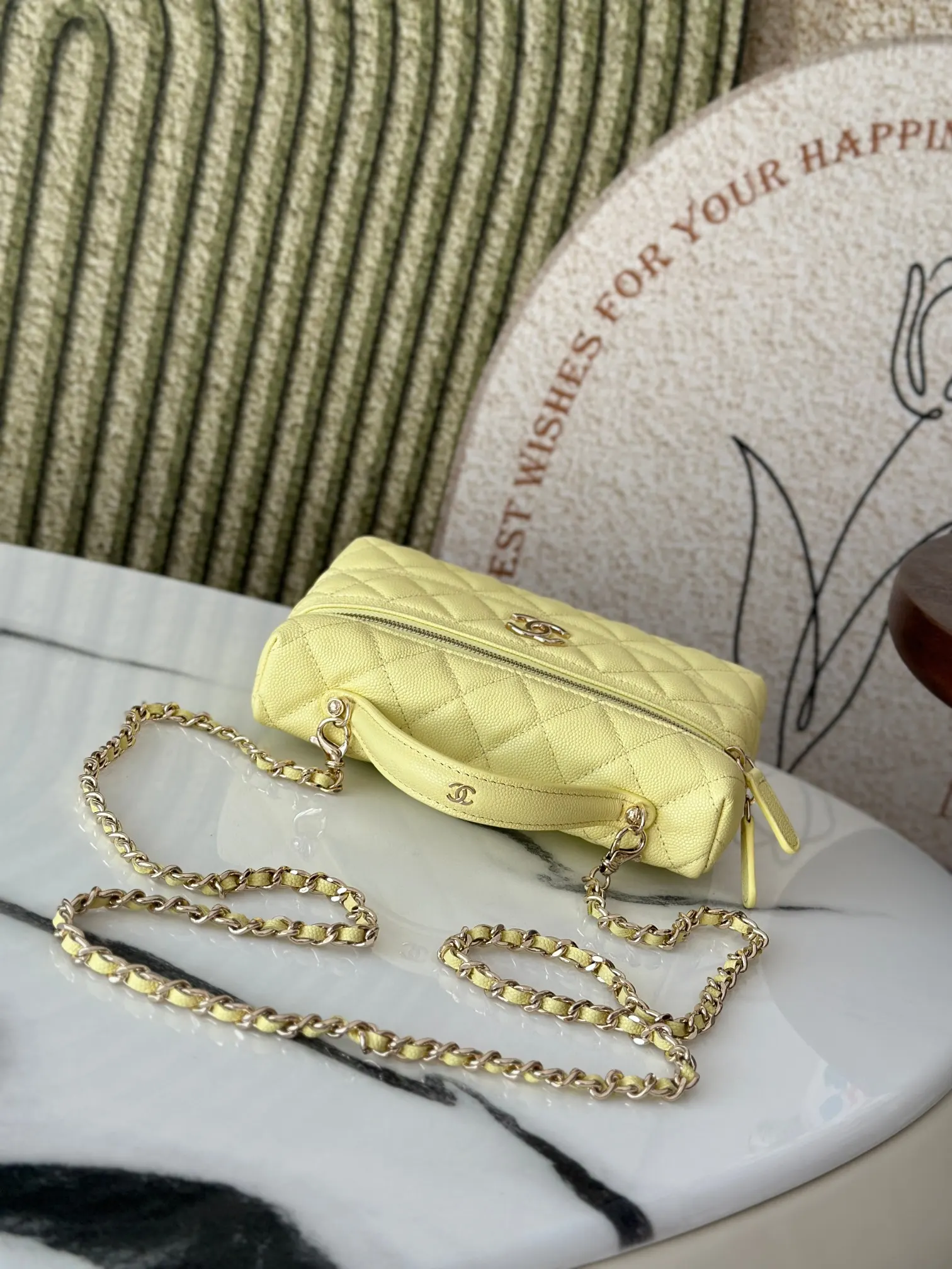 Yellow Gold Chain Bag Leather
