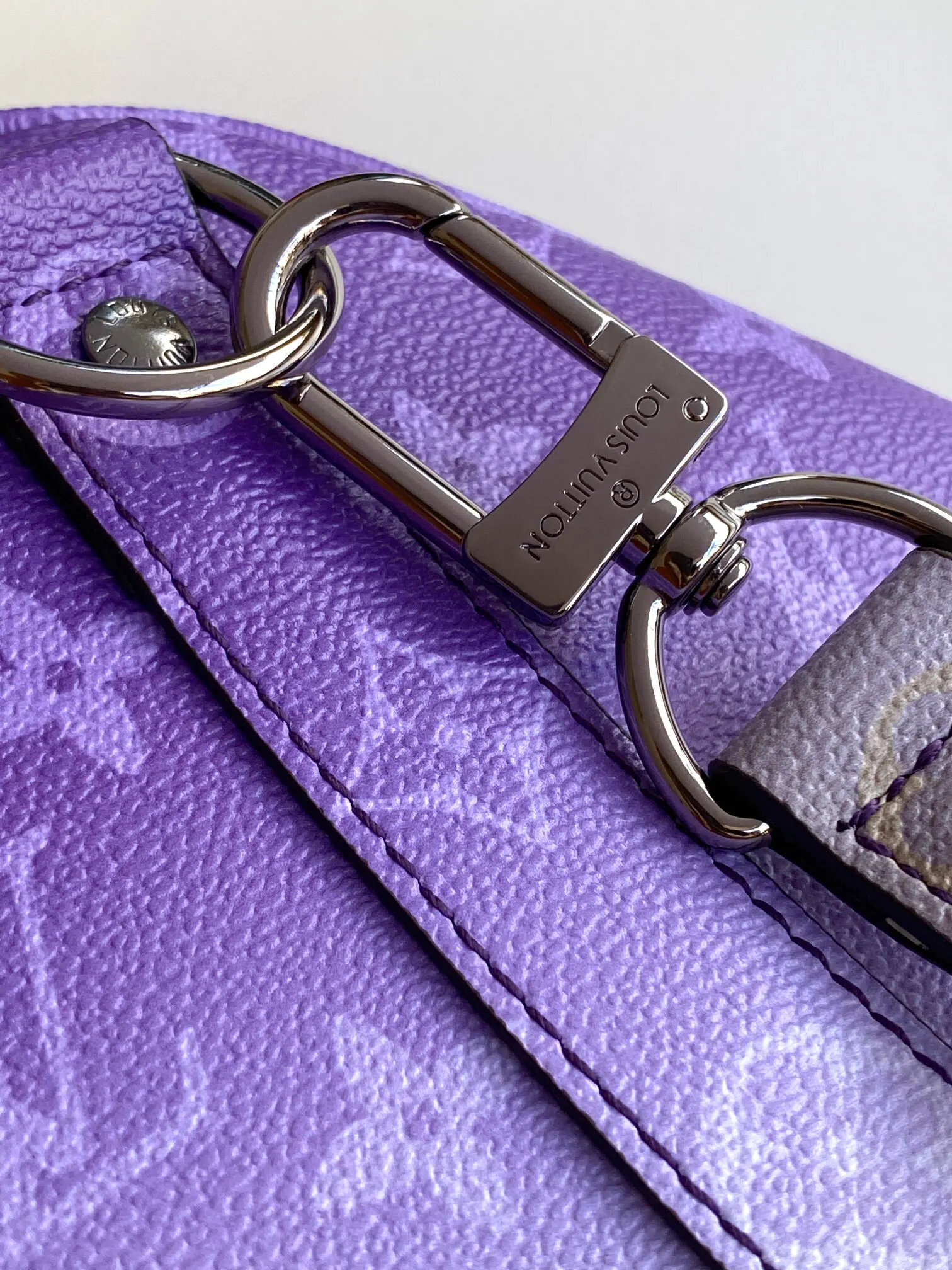 Keepall 老花 紫色 牛皮 旅行袋 大容量旅行款