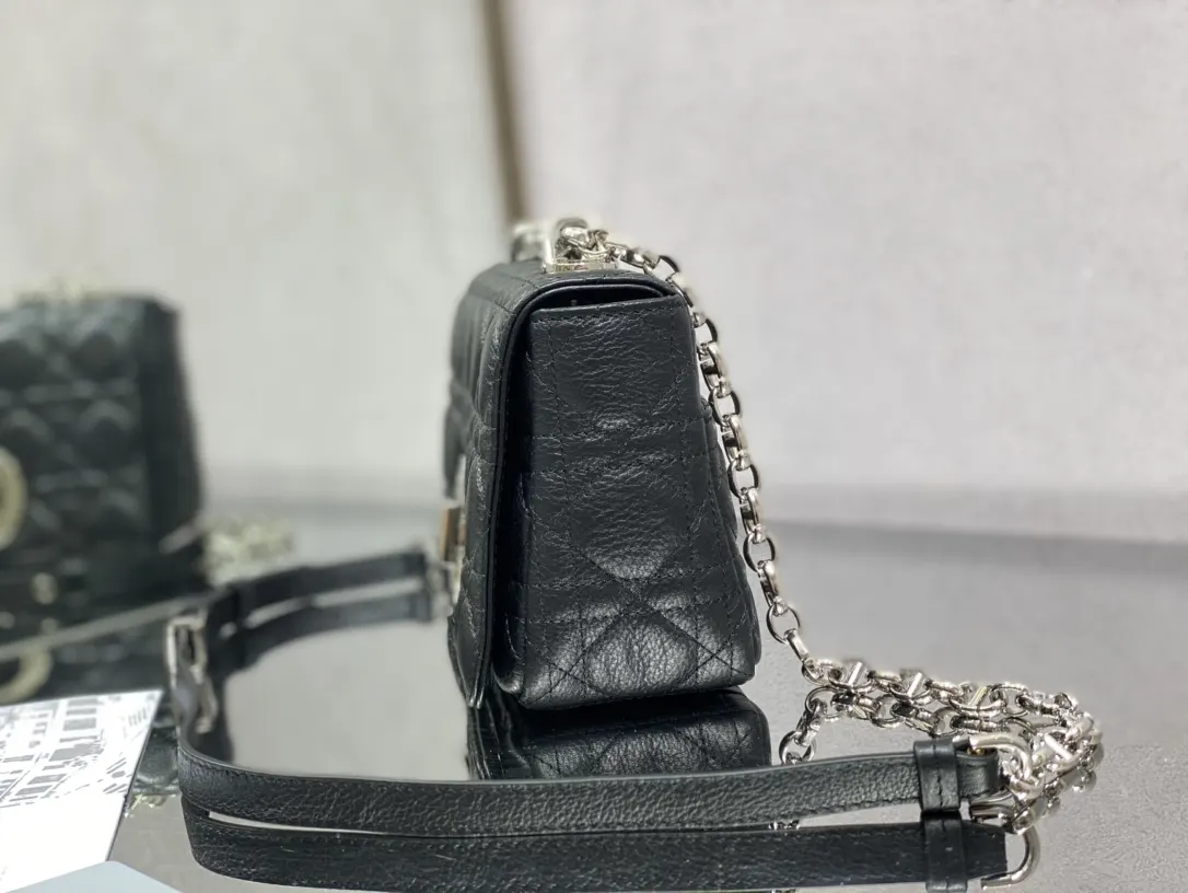 Dior Caro 黑色小牛皮鏈條包 手提斜挎