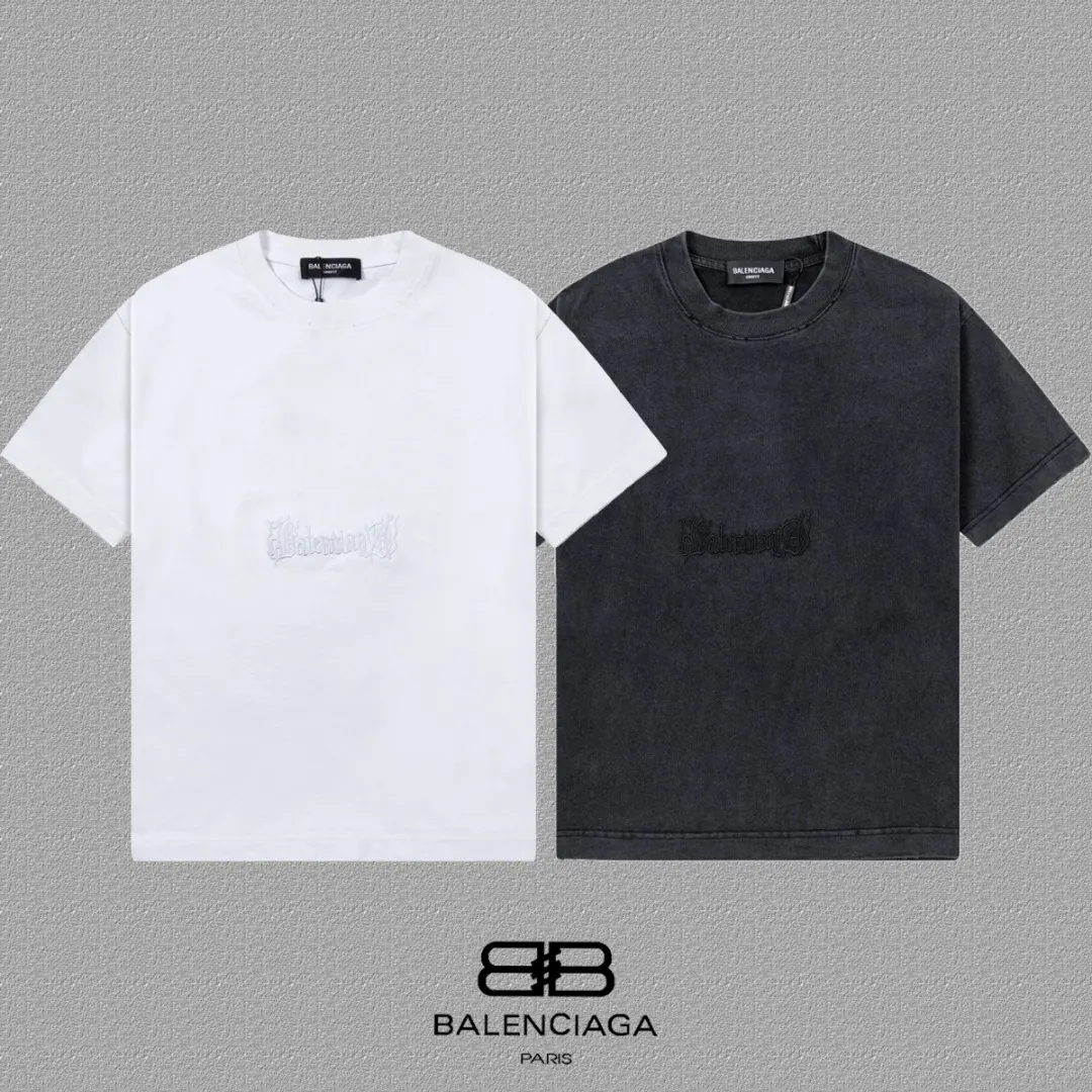 Balenciaga Tonal Logo Washed Crew Neck T-Shirt In Charcoal Black