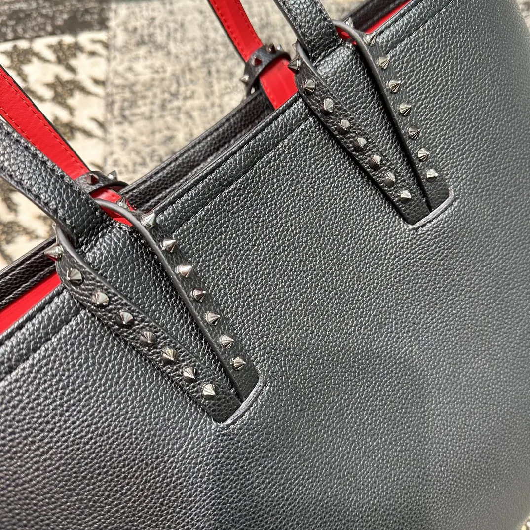 黑色 紅色 牛皮 Christian Louboutin黑色铆钉托特 托特包 大容量托特款