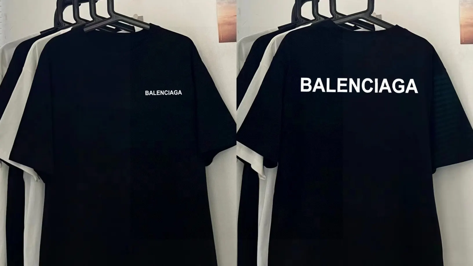 Balenciaga 黑色 纯棉 Logo 短袖T恤 宽松休闲