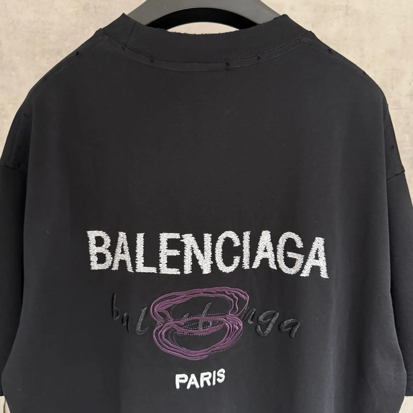 Balenciaga 25SS 刺绣 纯棉 短袖T恤 街头休闲款
