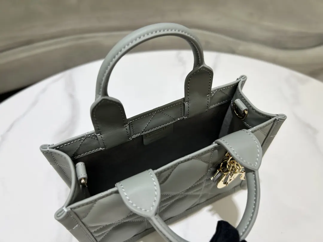 Dior Gray Tote Bag Commuter Leather