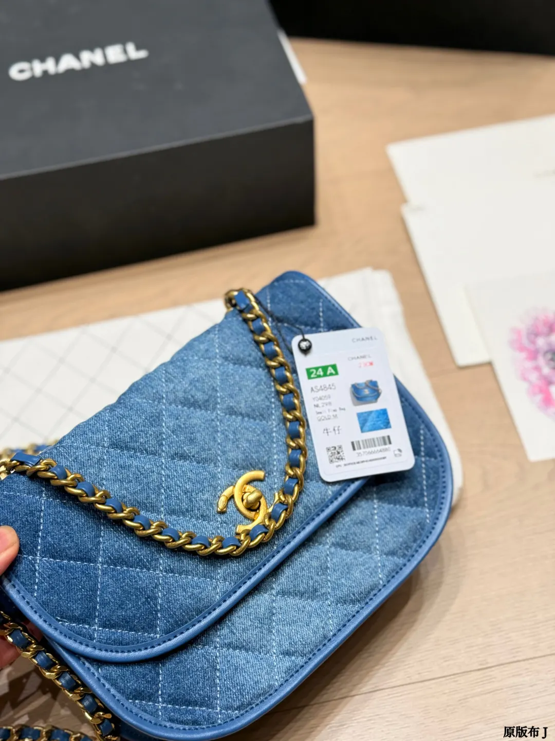 CHANEL 金色 牛仔 丹宁 链条包 精致链条款