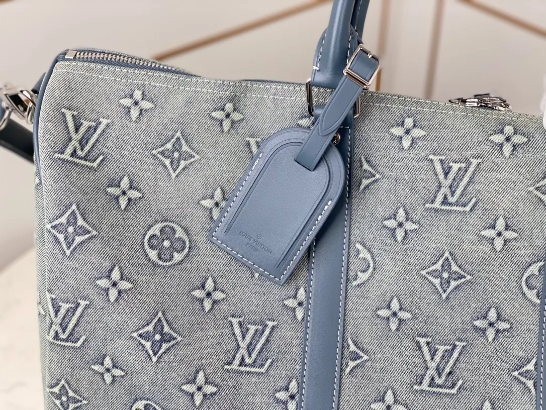 LV Keepall 丹宁 牛皮 旅行袋 大容量旅行款