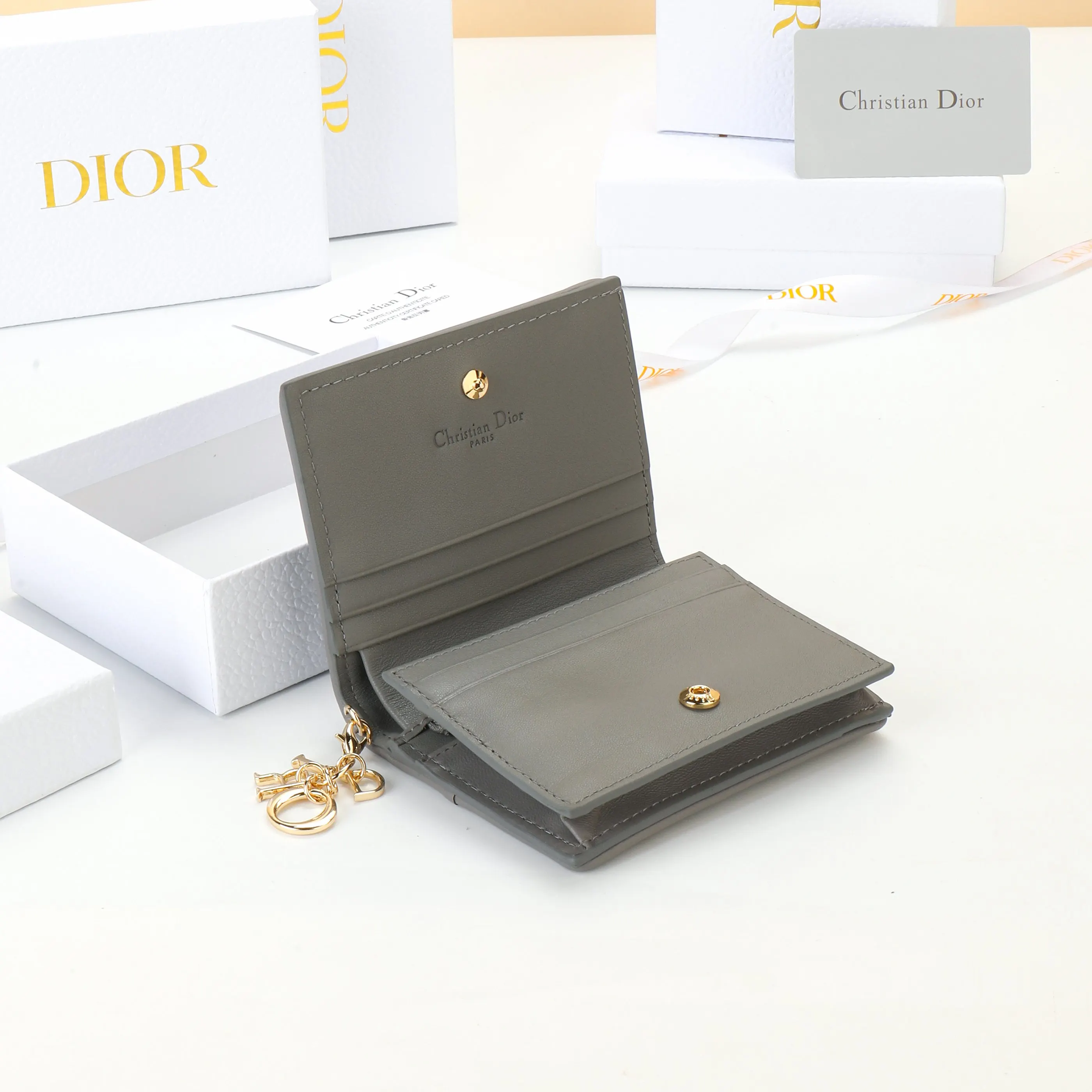 Dior Gray Leather Wallet
