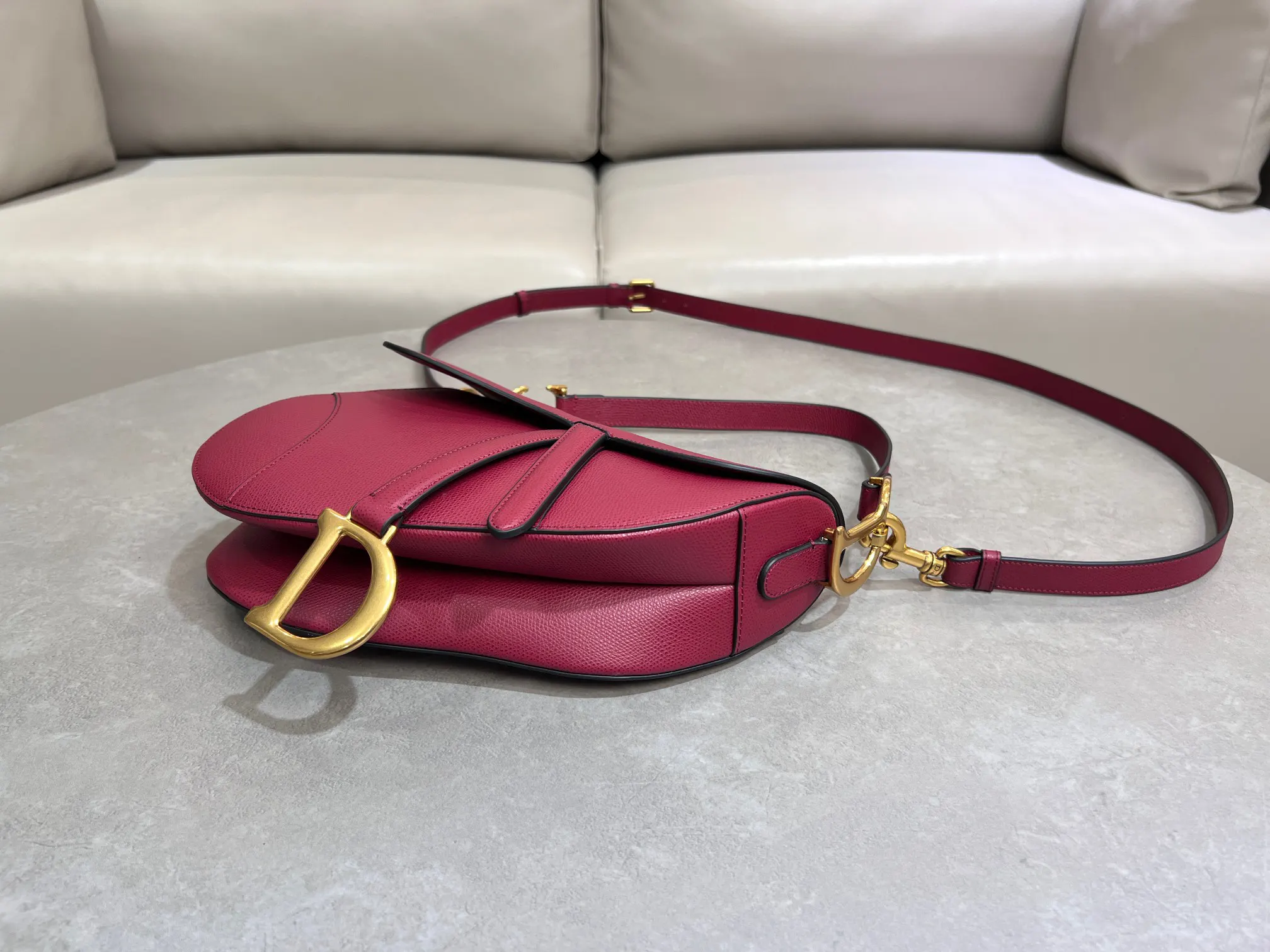 Dior Saddle 酒红马鞍包 肩带斜挎 斜挎包