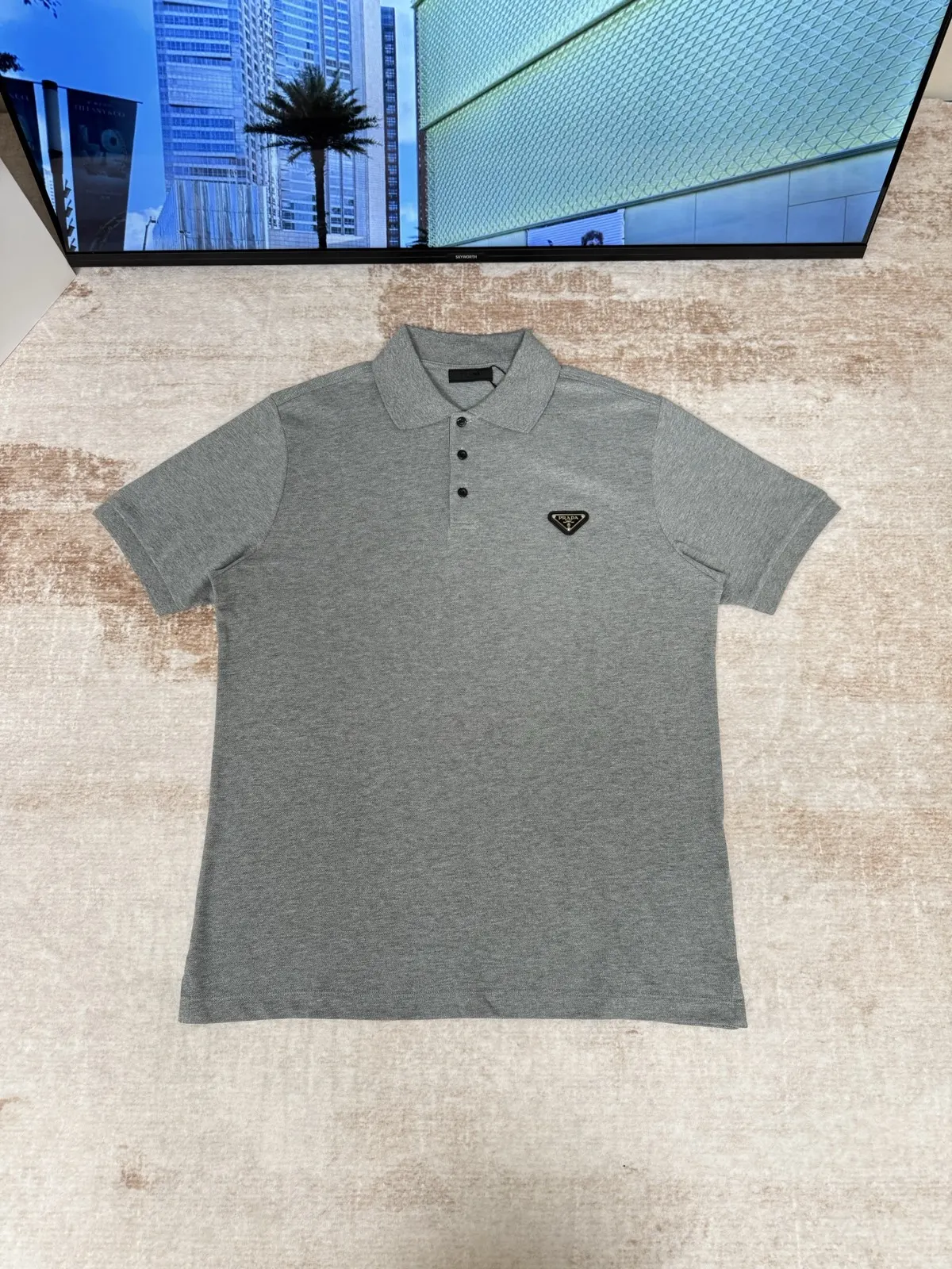 Prada Triangle Logo Cotton Polo Shirt