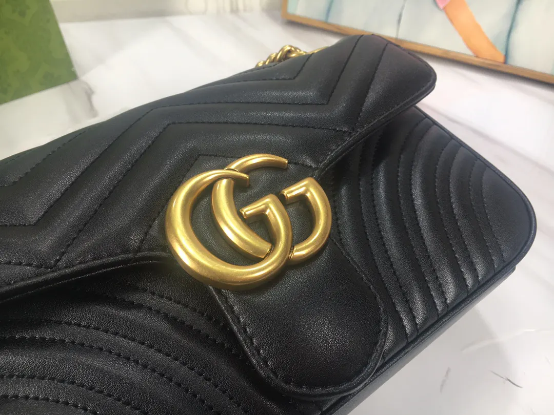 Gucci Marmont 牛皮链条包 单肩斜挎