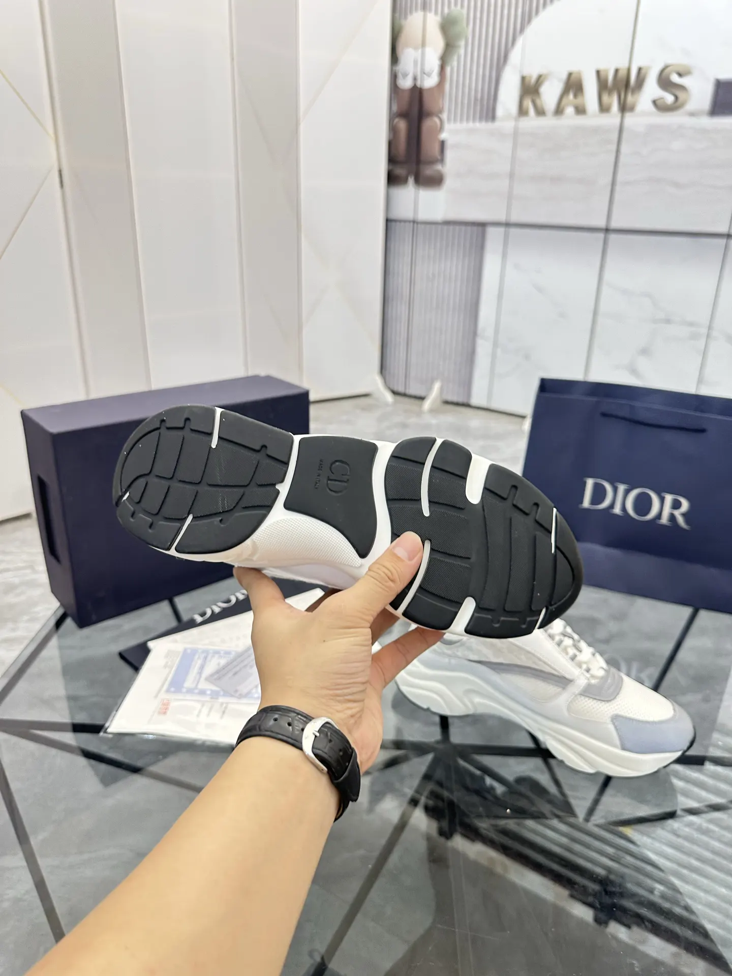 Dior B22 白米拼色牛皮休闲鞋 低帮