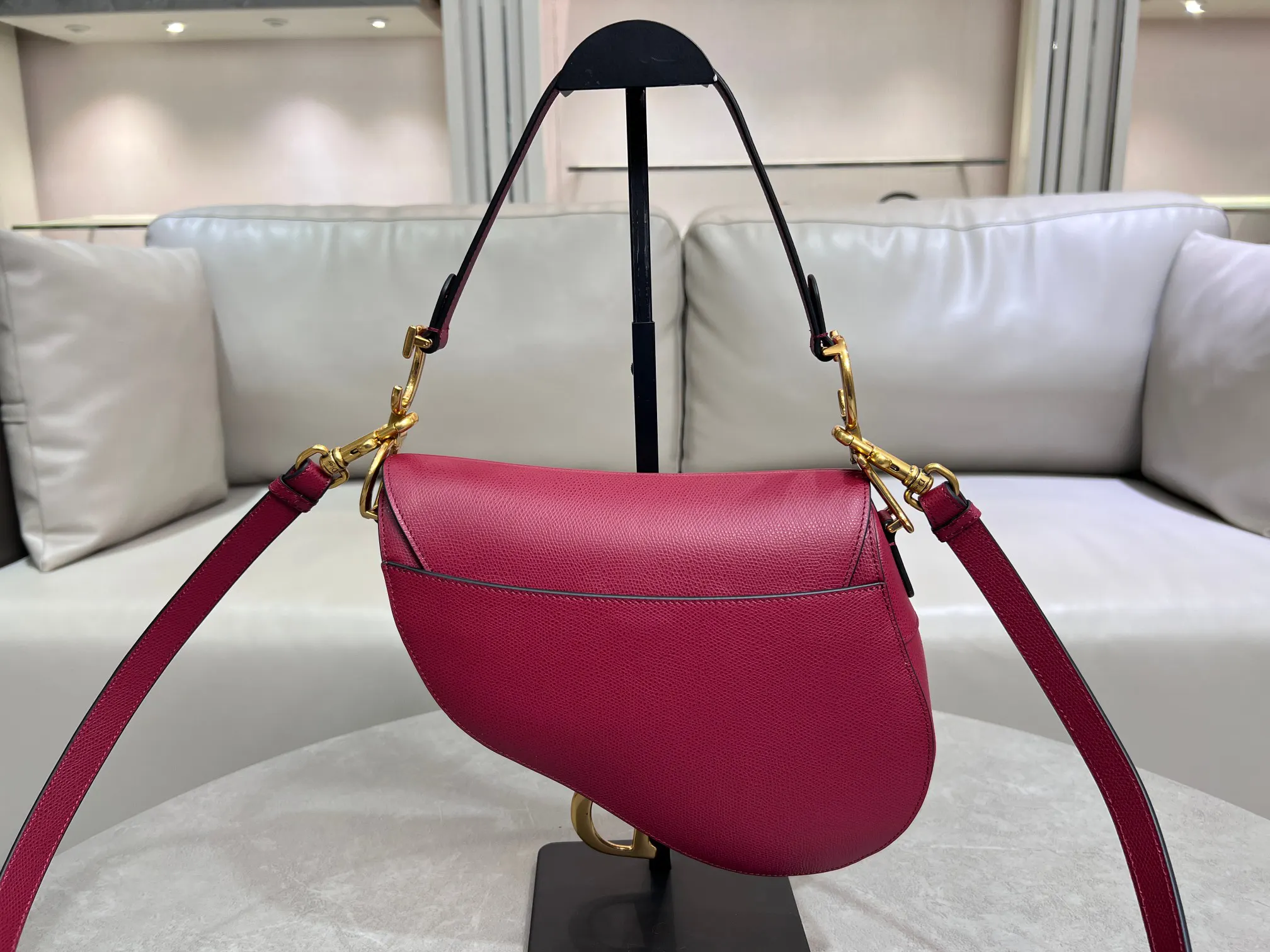Dior Saddle 酒红马鞍包 肩带斜挎 斜挎包