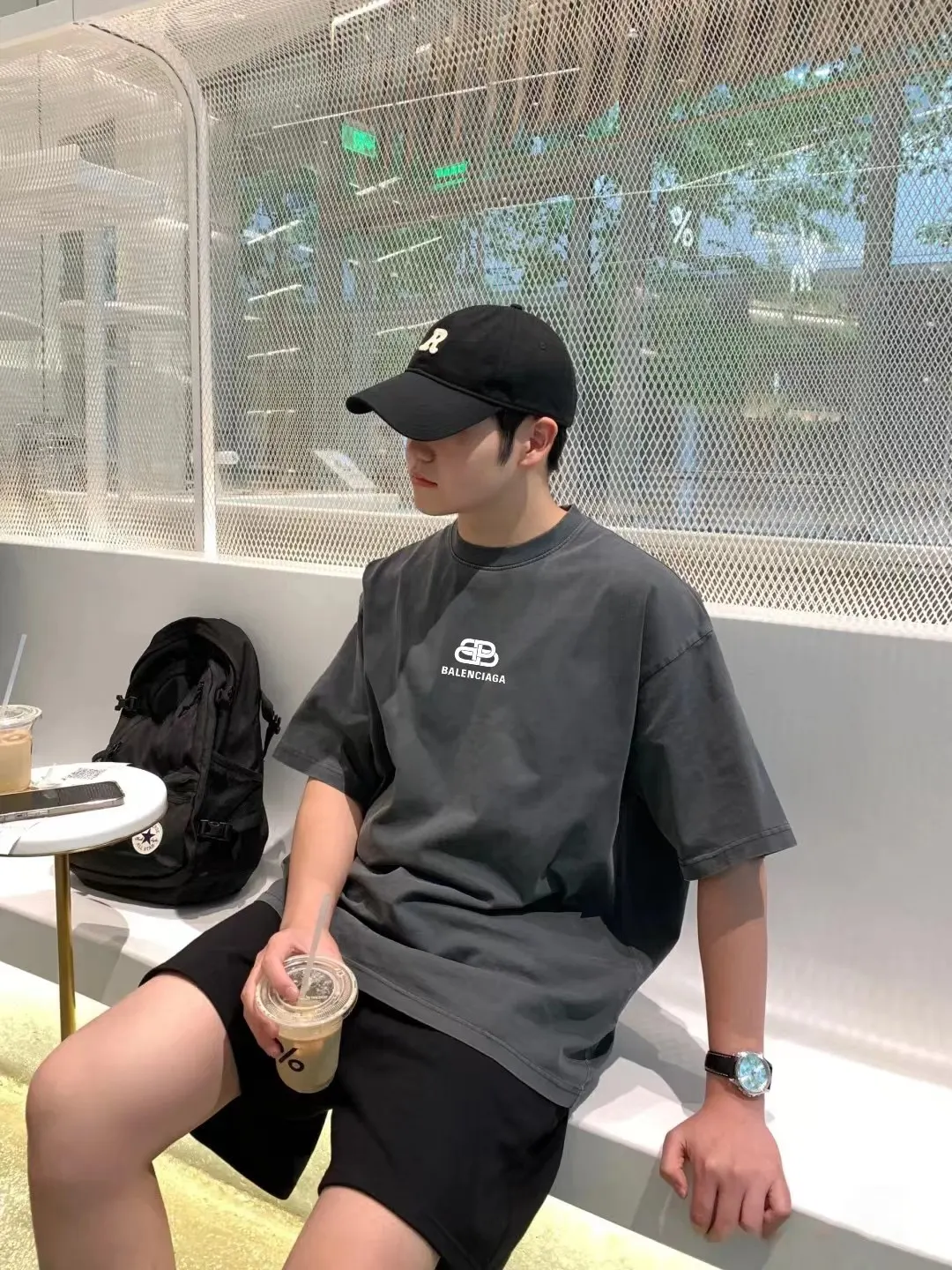 Balenciaga 黑色 純棉 Logo 短袖T恤 宽松休閒