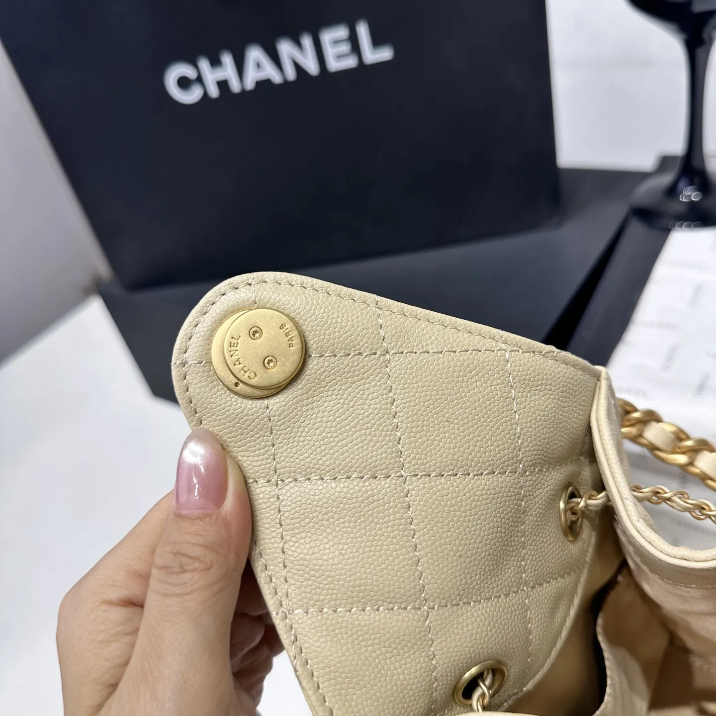 CHANEL Hobo 米色 腋下包 复古腋下背款