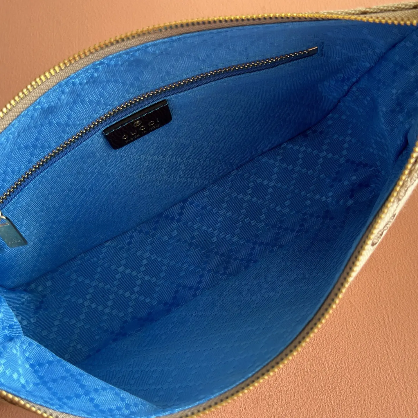 Gucci Blue Brown Hobo Shoulder Bag Vintage Canvas