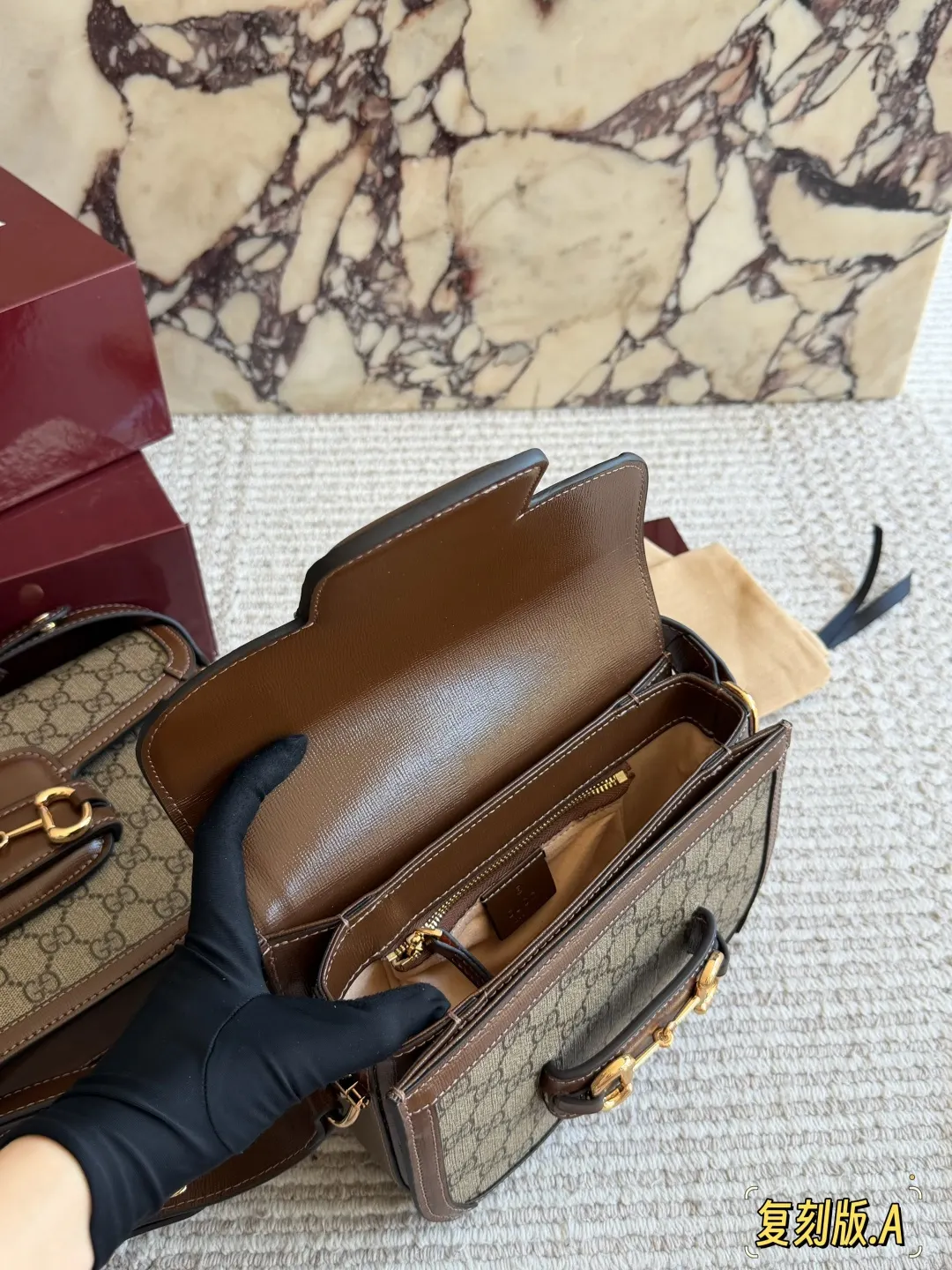 Gucci Horsebit 1955 老花馬銜扣肩揹包 單肩斜挎款