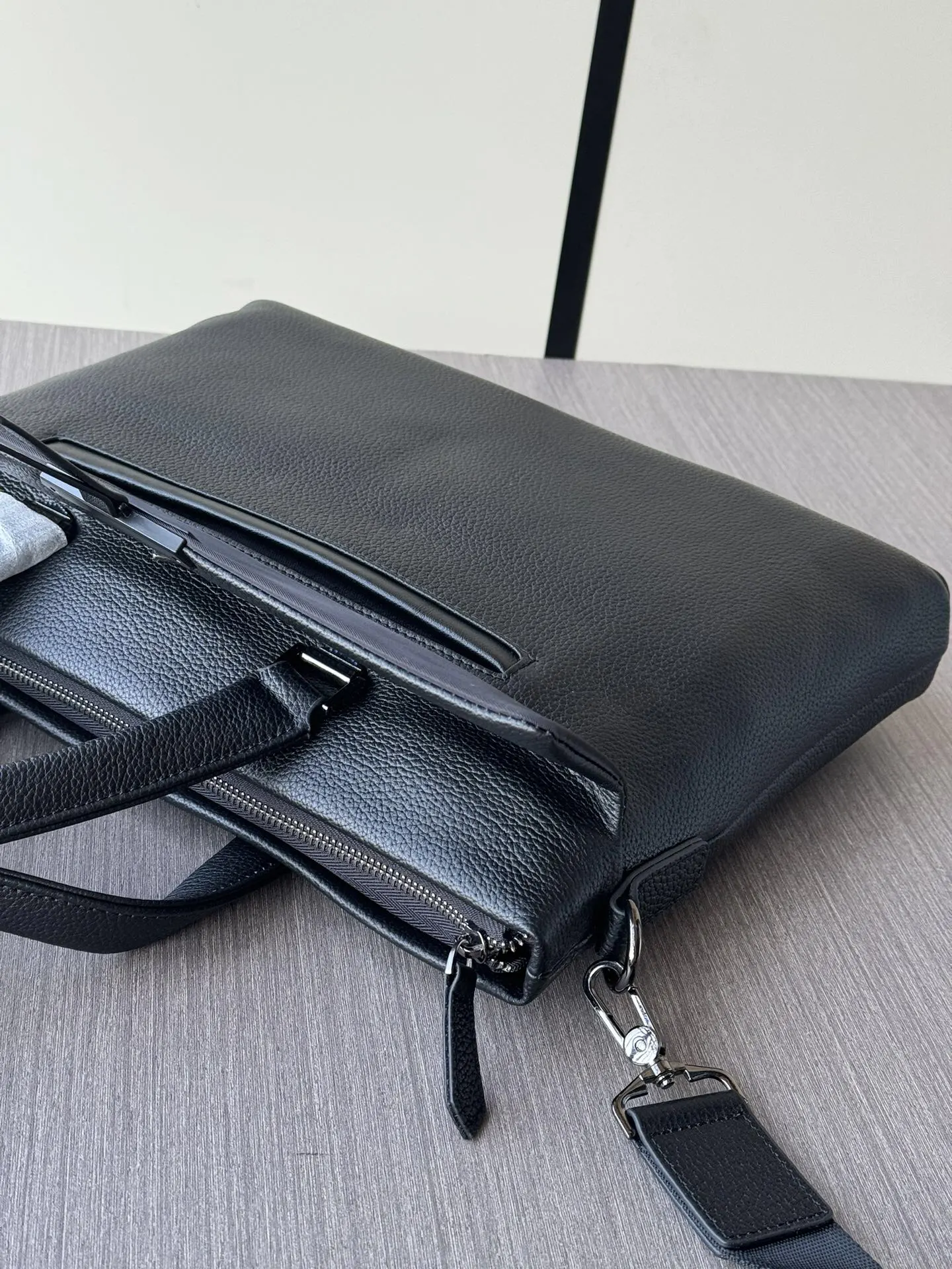 Prada Black Briefcase Business Commuter Leather