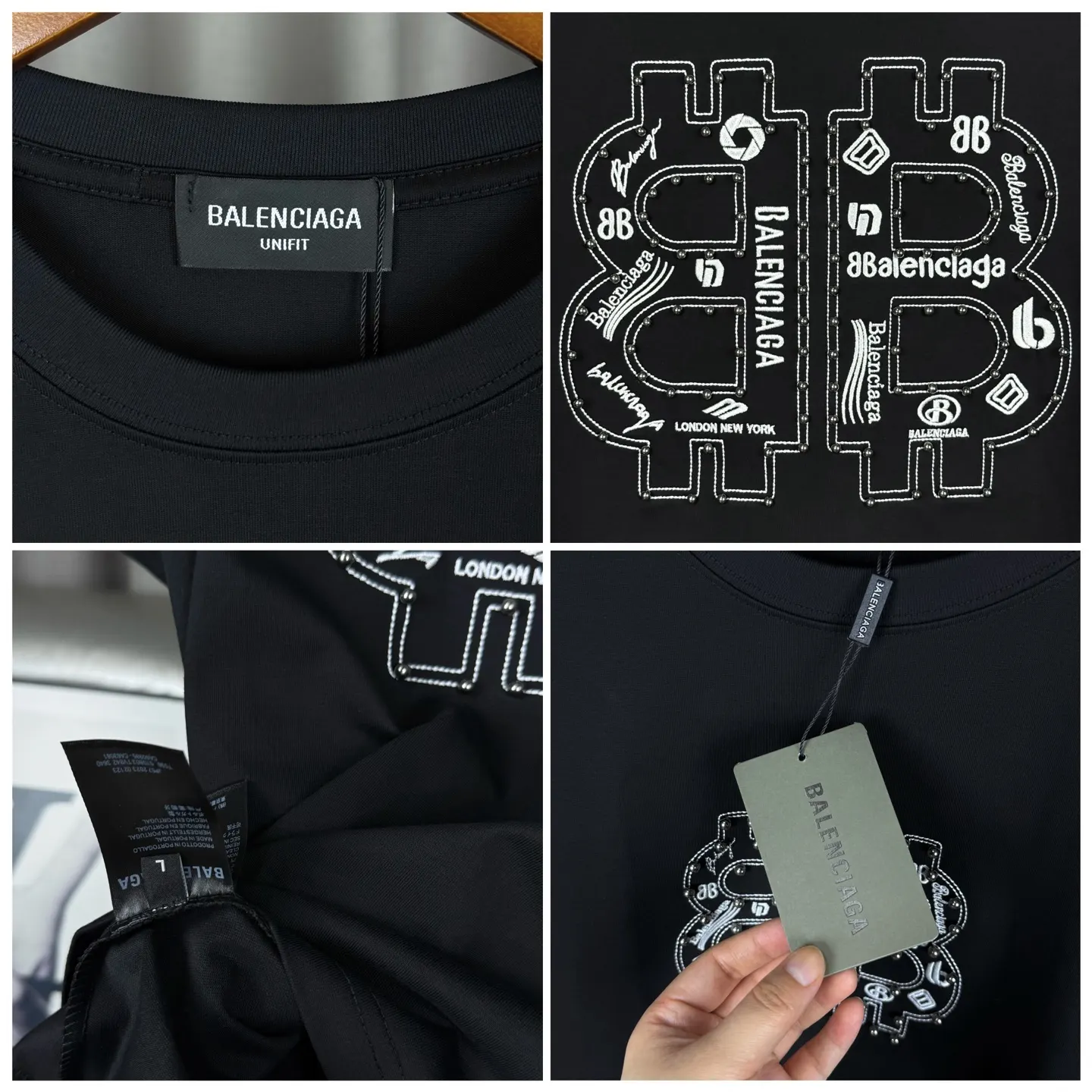 Balenciaga Black Cotton Logo Short Sleeve T-Shirt Street