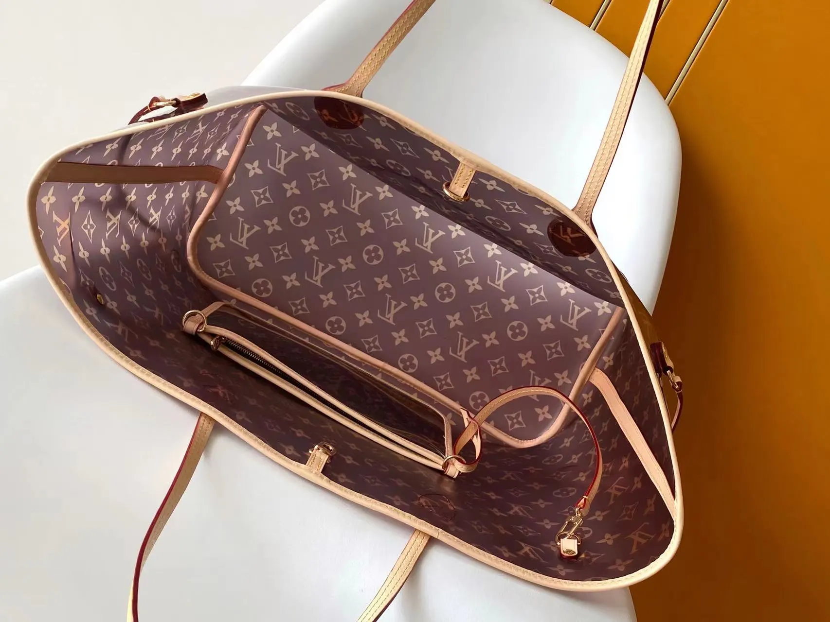 Neverfull 棕色 藍色 牛皮 托特包 大容量托特款
