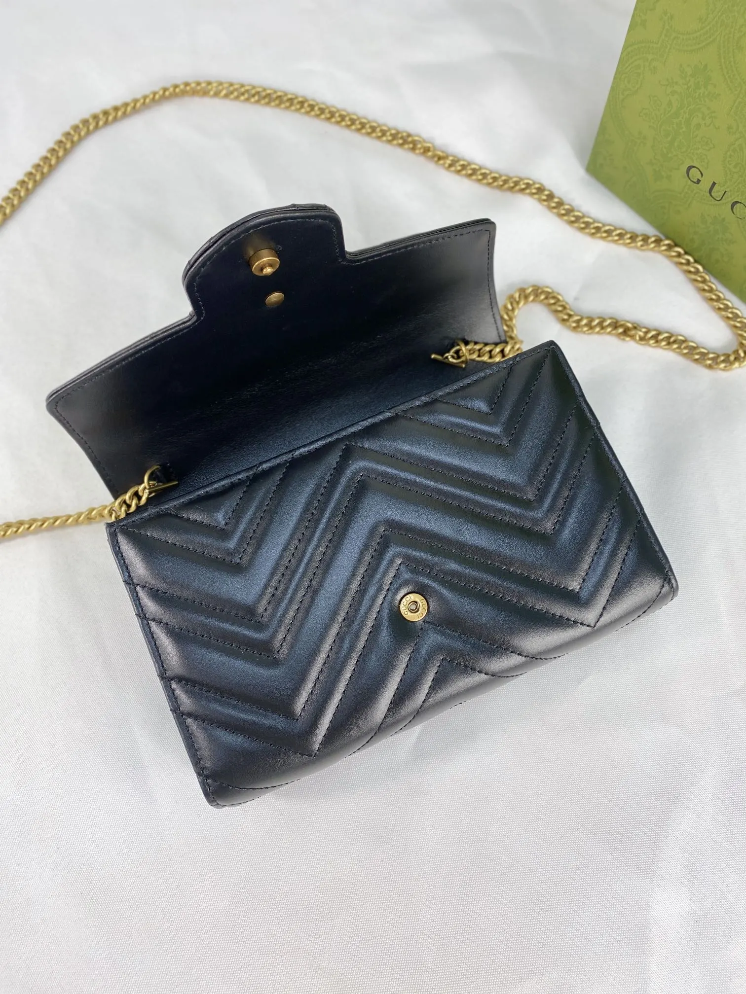 Gucci Marmont 绗缝皮革链条包 单肩斜挎款