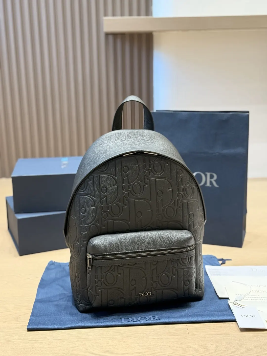 Dior Oblique 黑色 皮革 双肩包