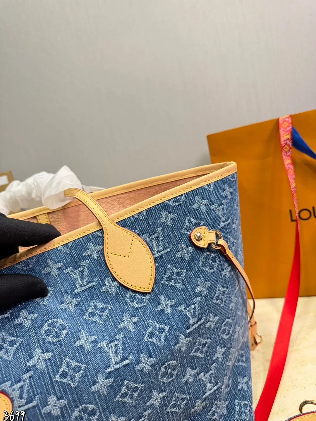 Neverfull 老花 牛仔 牛皮 托特包 大容量托特款