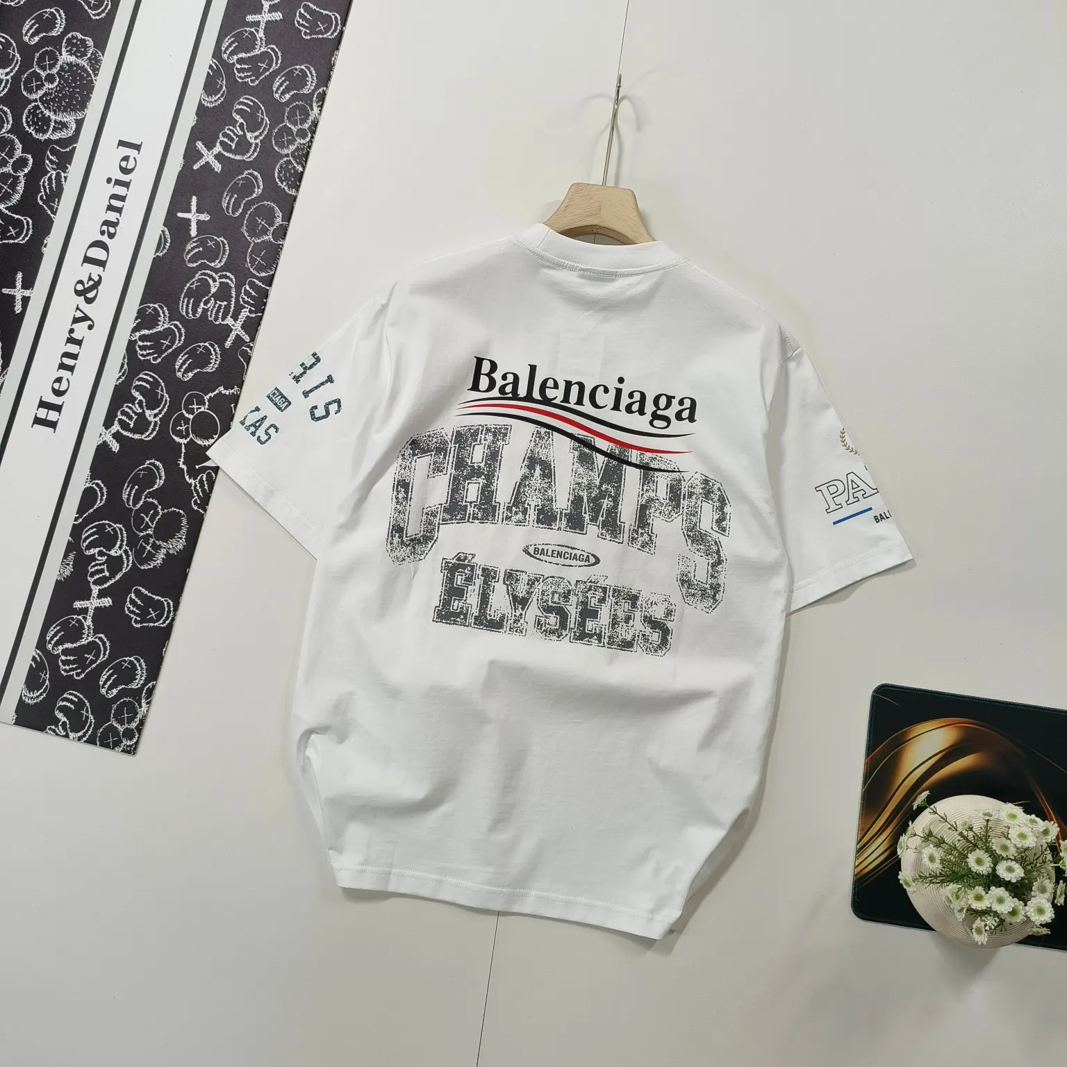 Balenciaga I Love Paris 印花圓領短袖T恤 黑色