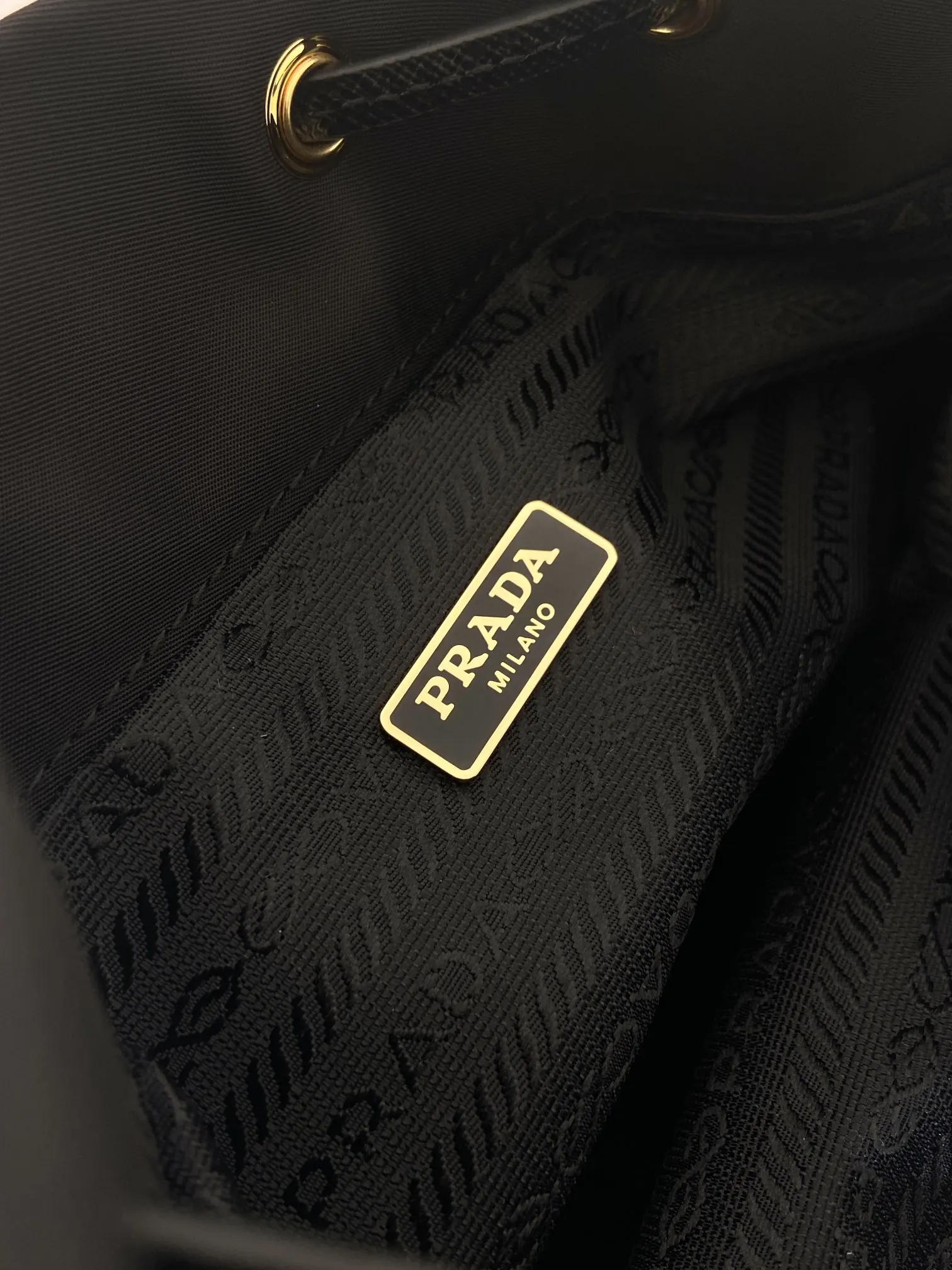 Prada Re-Nylon Leather Saffiano Bucket Bag