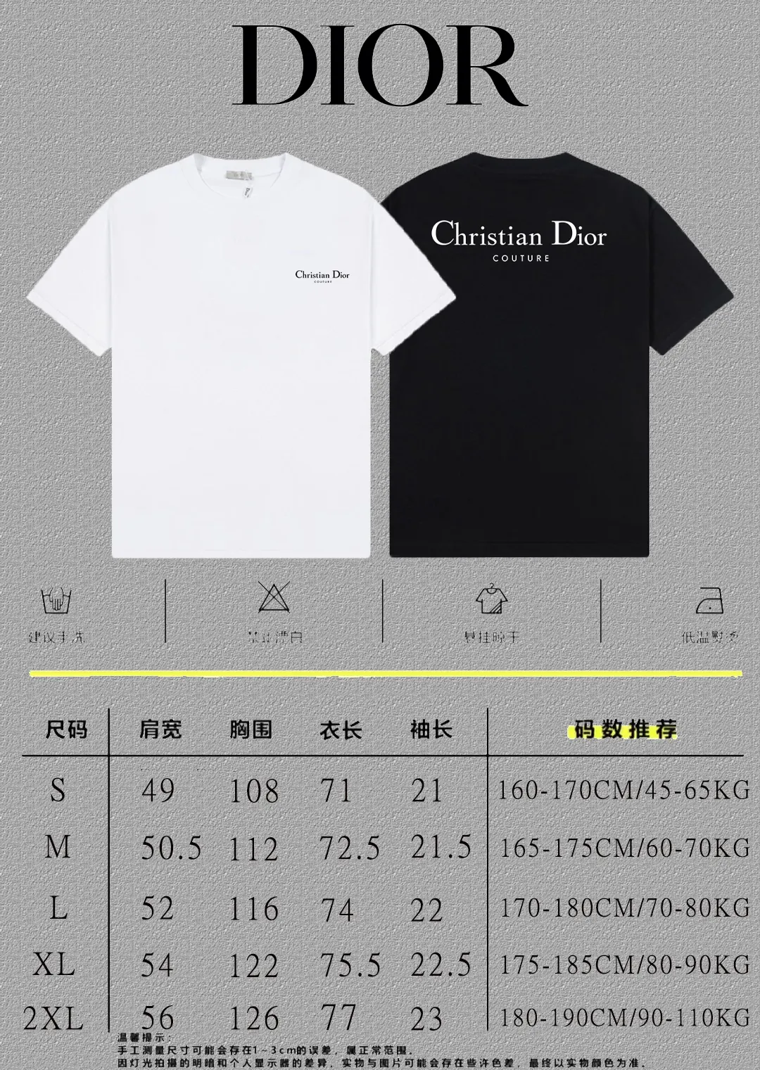 Dior 白色小标短袖T恤 简约休閒