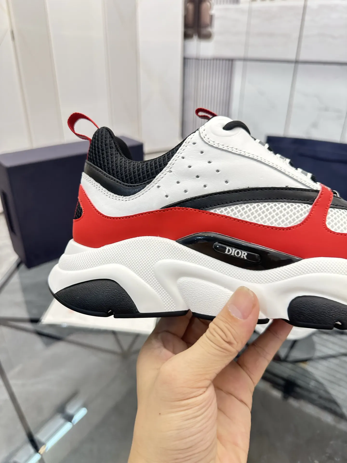 Dior B22 黑白红拼色牛皮休闲鞋 运动