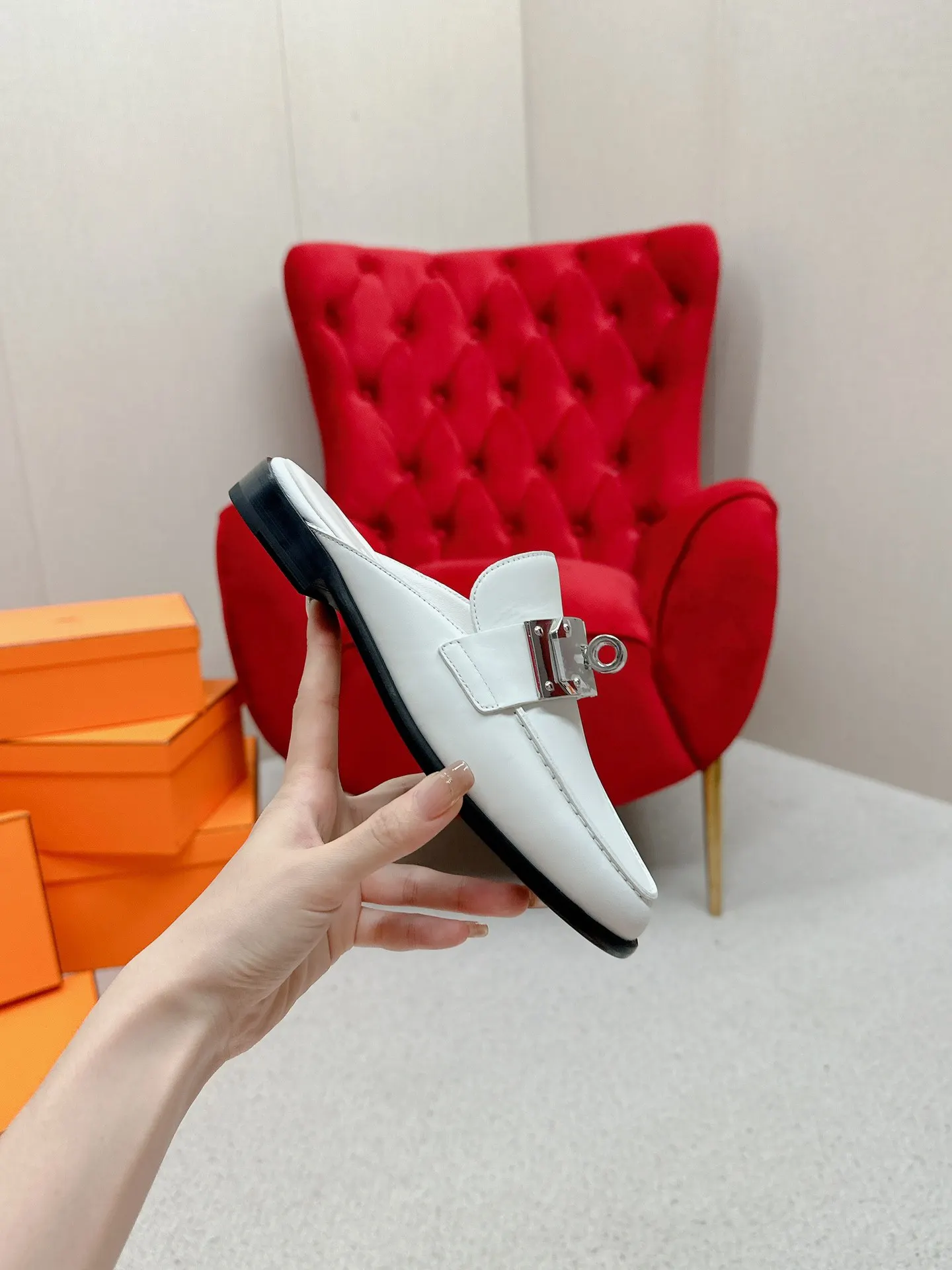 Hermès 小牛皮 拖鞋 舒适