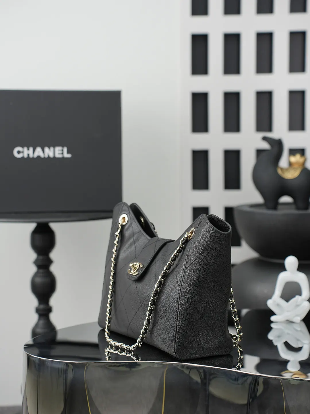 CHANEL 黑色 牛皮 托特包 大容量托特款