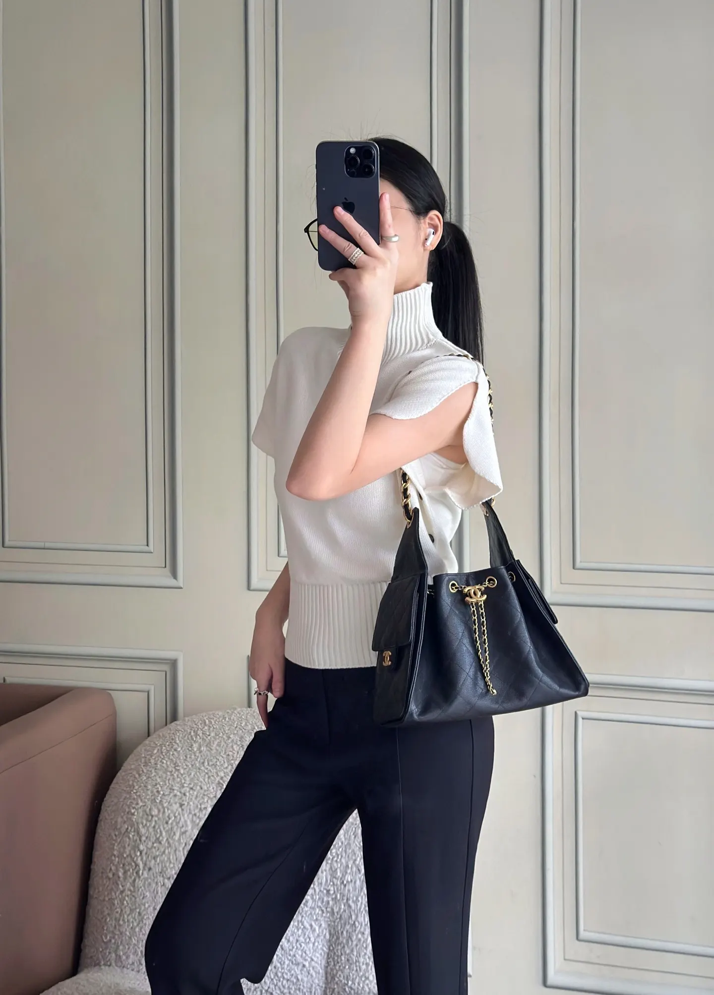 CHANEL Hobo 牛皮 腋下包 复古腋下背款