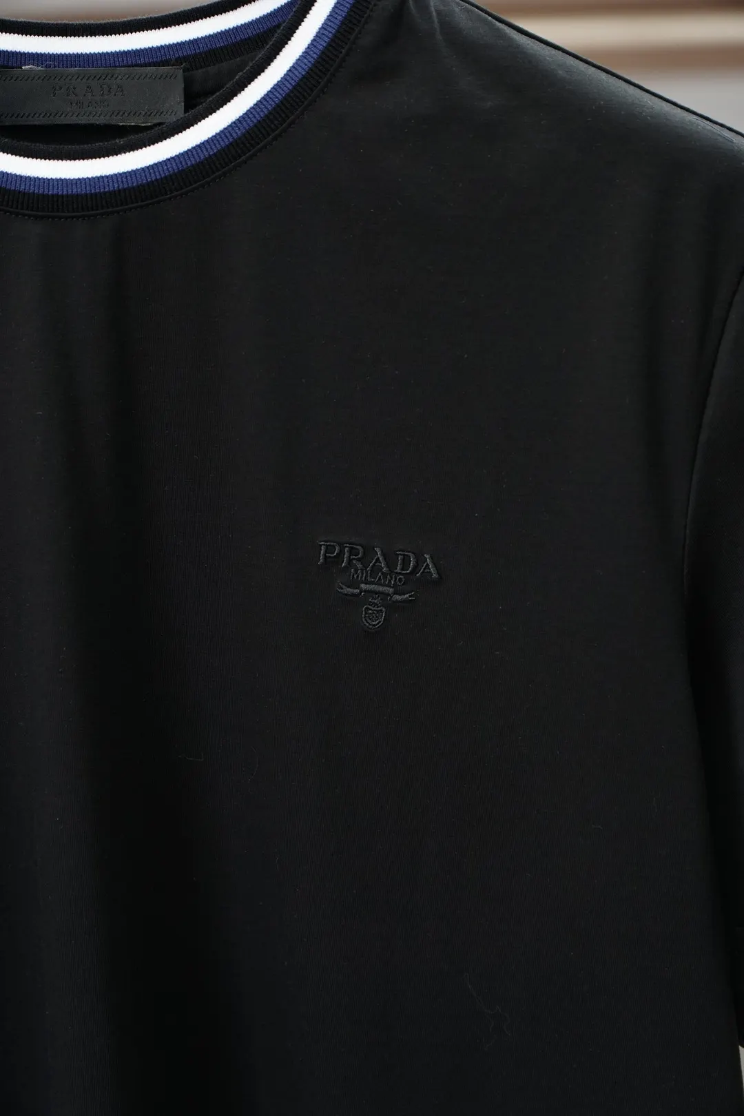 Prada 棉质 刺绣 Logo 短袖T恤