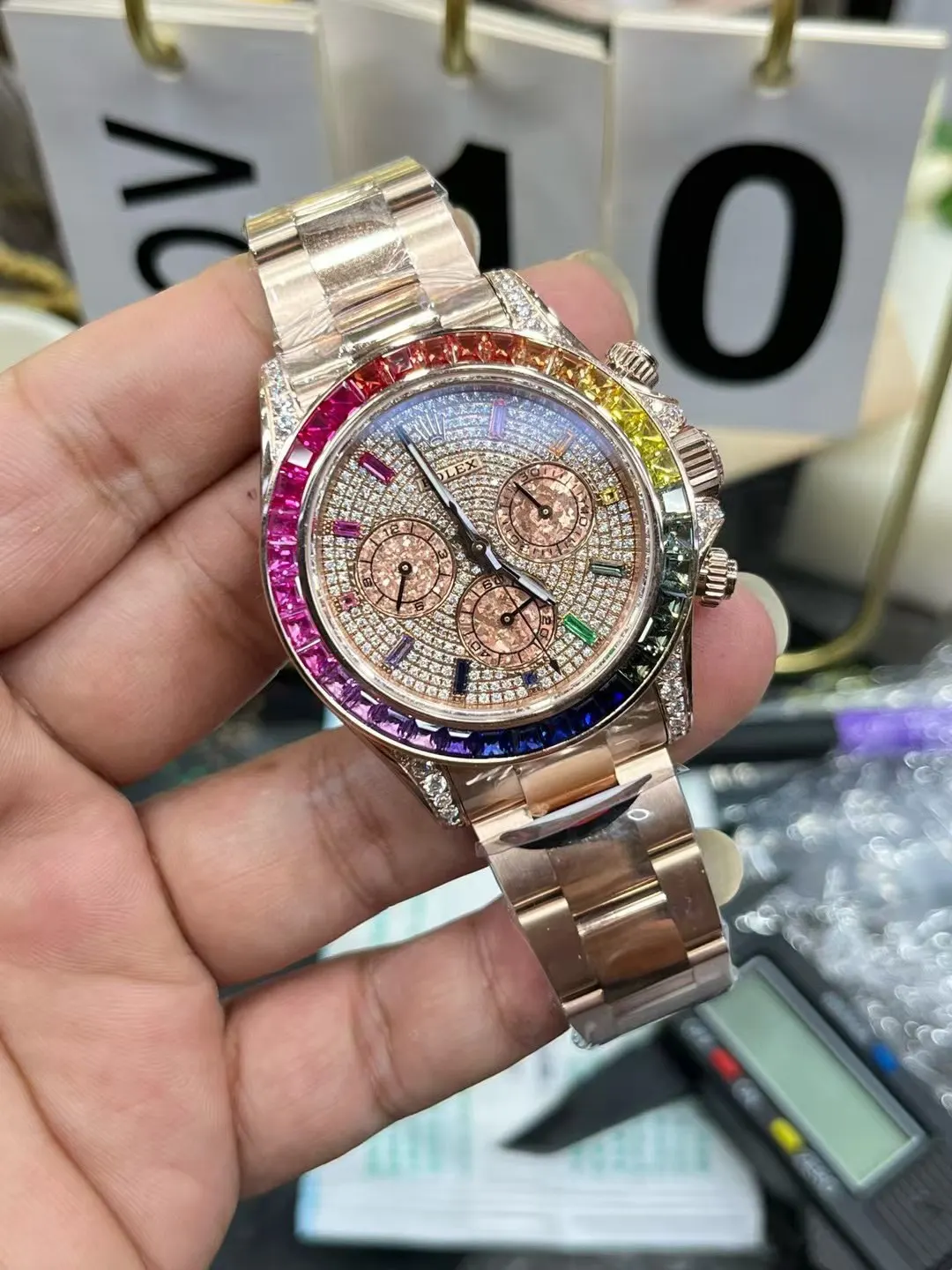 Rolex bt 劳力士迪通拿满钻系列 彩虹迪沙金眼丹东 手錶 經典腕表款