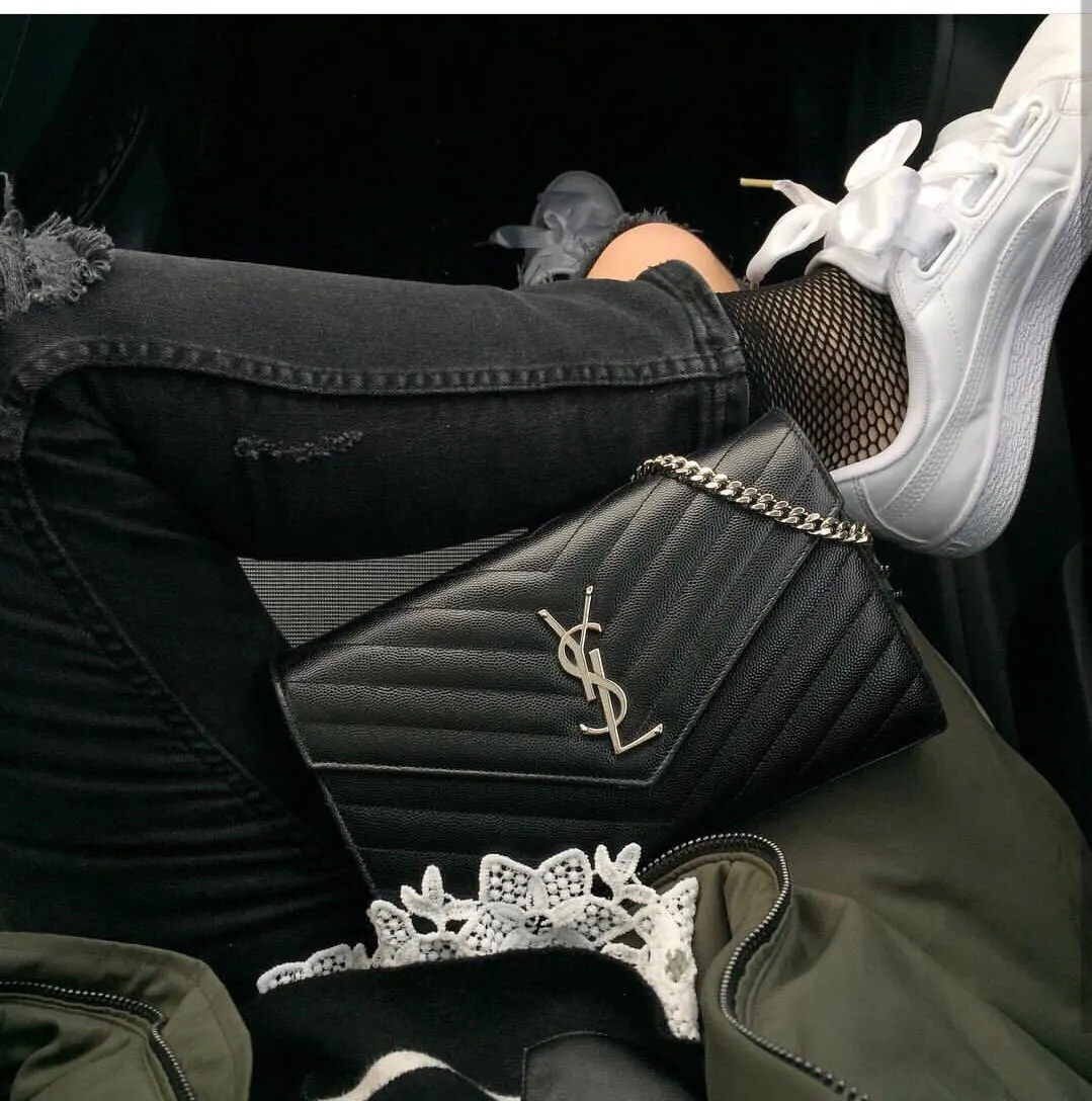 YSL 黑色 系列 黑色银扣～时尚达人必备包款 链条包 精致链条款