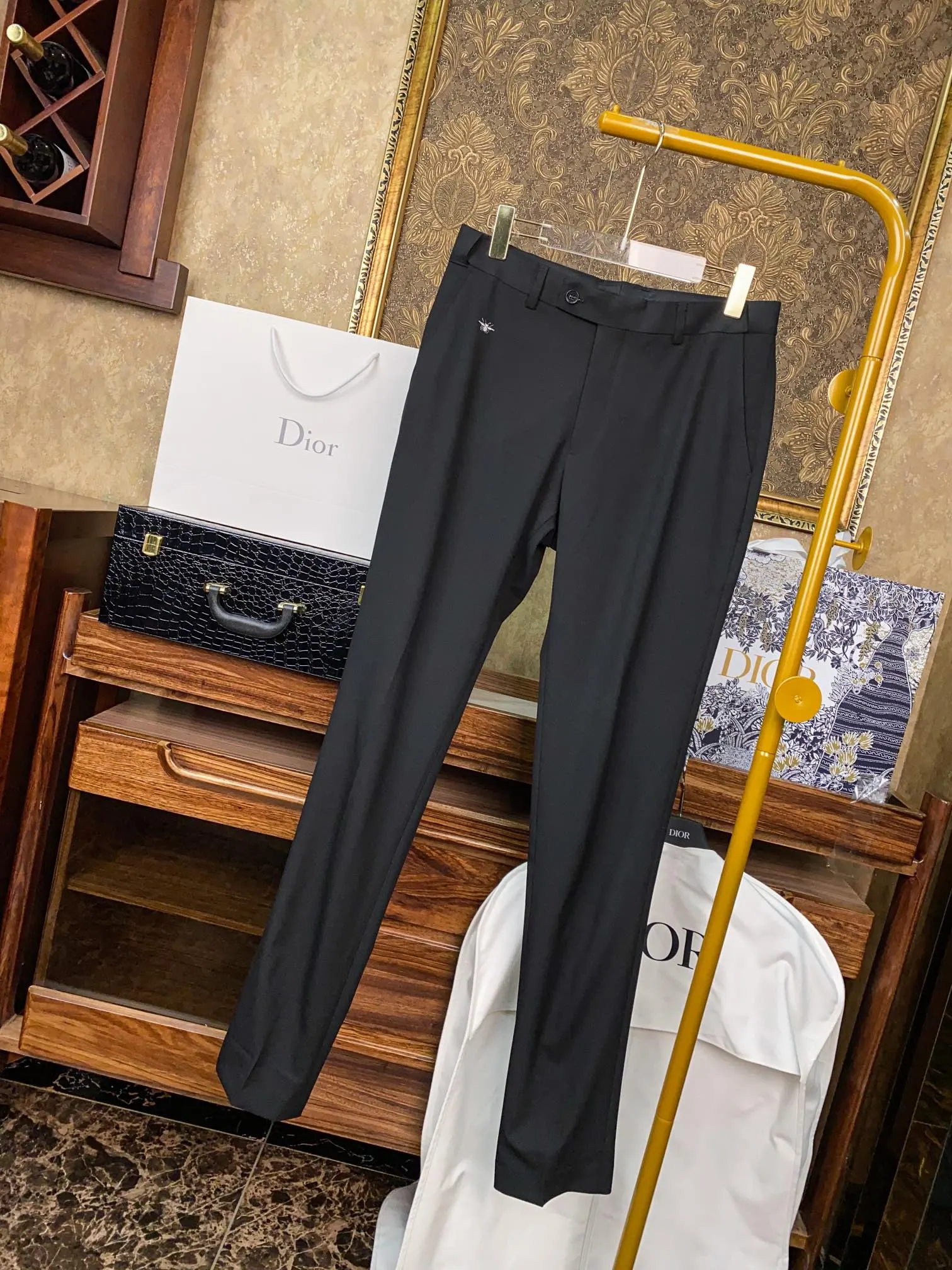 Dior 黑色休闲长裤 侧边织带运动款