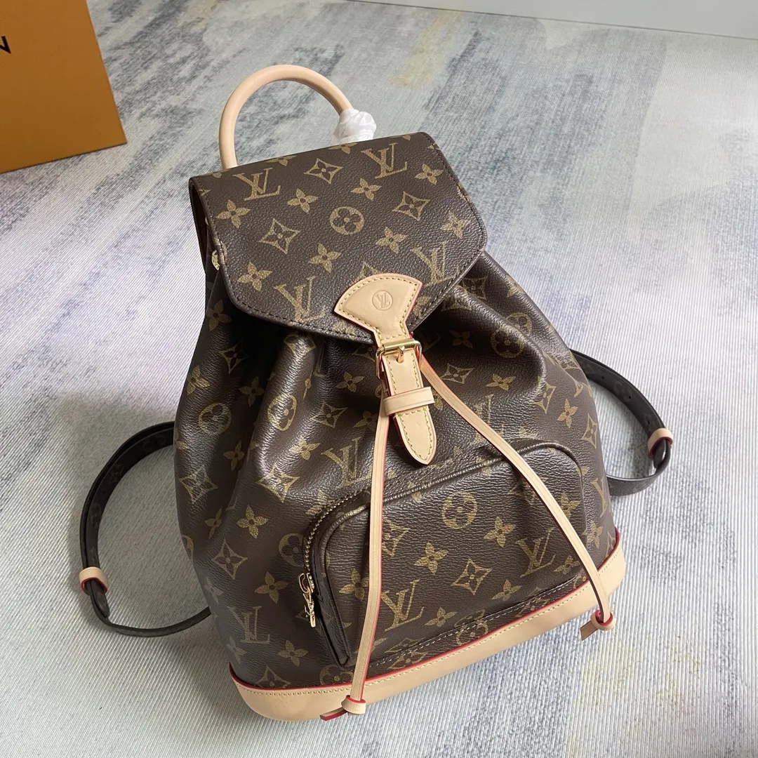 老花 帆布 安全保管随身物品的高档抽屉和磁铁型锁 雙肩包 实用雙肩款