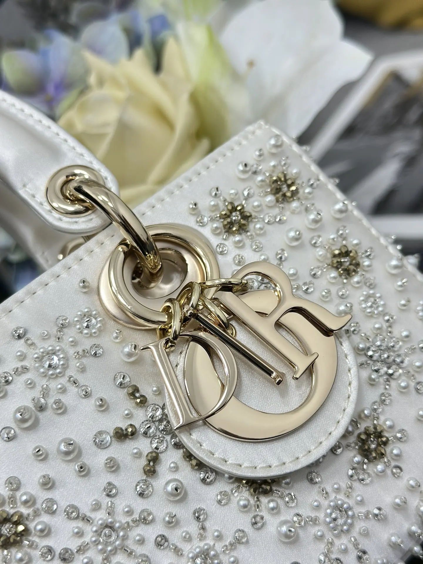 Dior 白色 金色 皮革 链条包 精致链条款