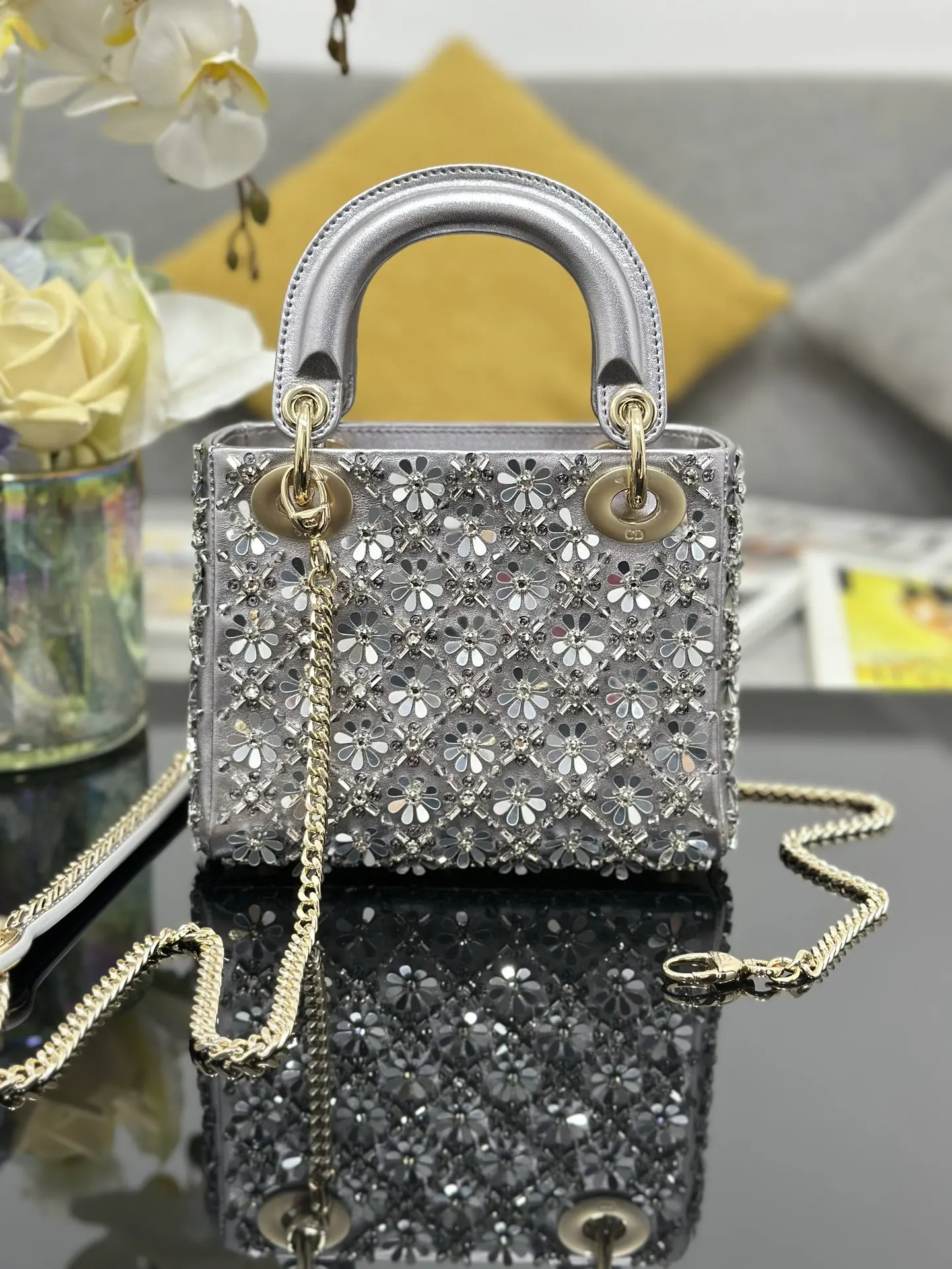 金色 进口 纯手工戴妃包 Lady 三 鏈條包 精致鏈條款