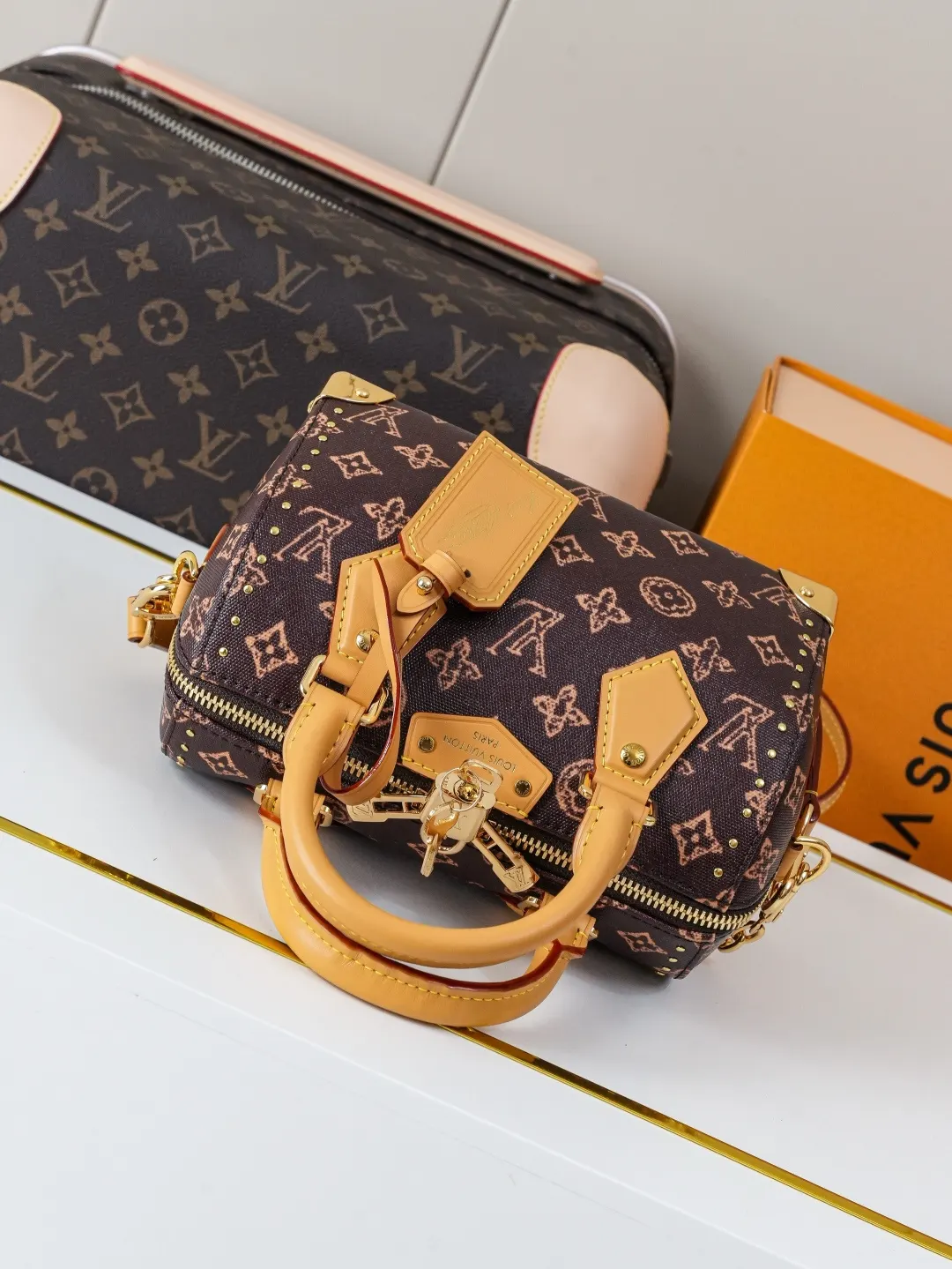 LV Speedy 老花 牛皮 链条包 精致链条款