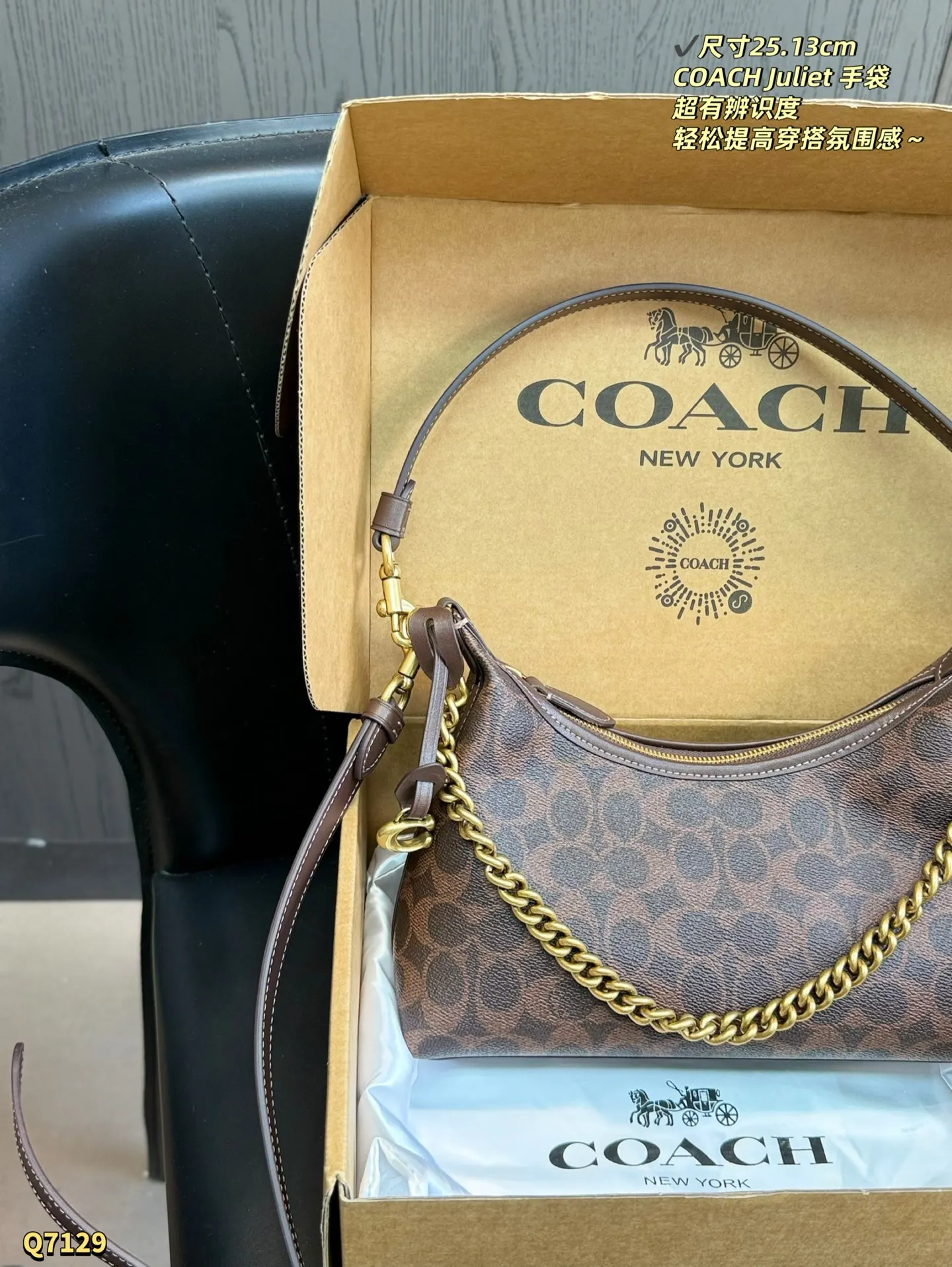 Coach 棕色 老花 尺寸 Juliet 手袋 經典 腋下包 復古腋下背款