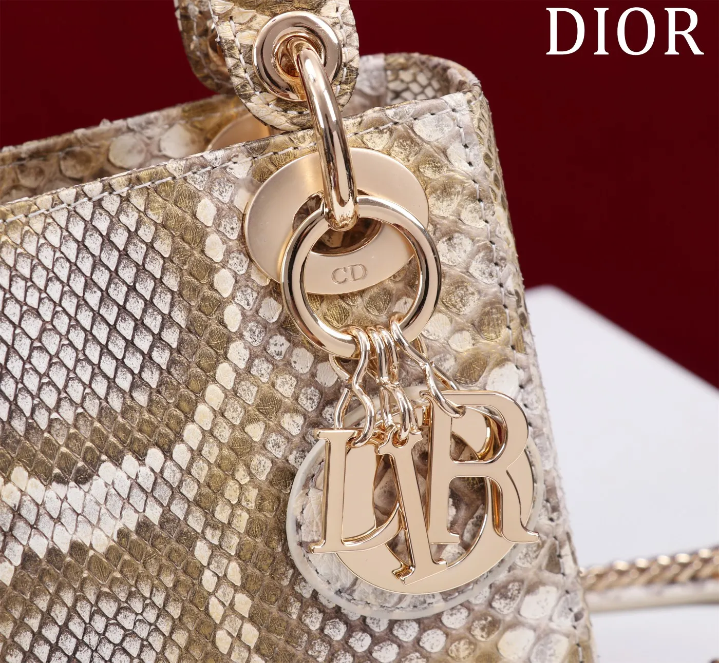Dior Lady Dior Lady 金色藤格紋手提斜挎包 小號