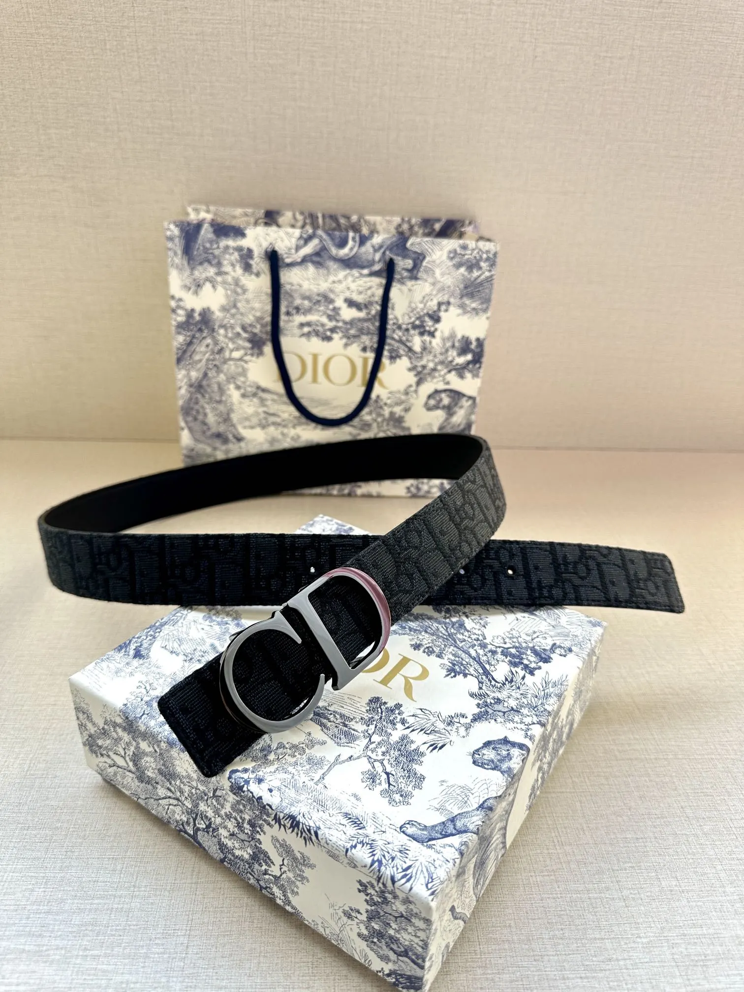 Dior 黑色Oblique腰带 双D扣