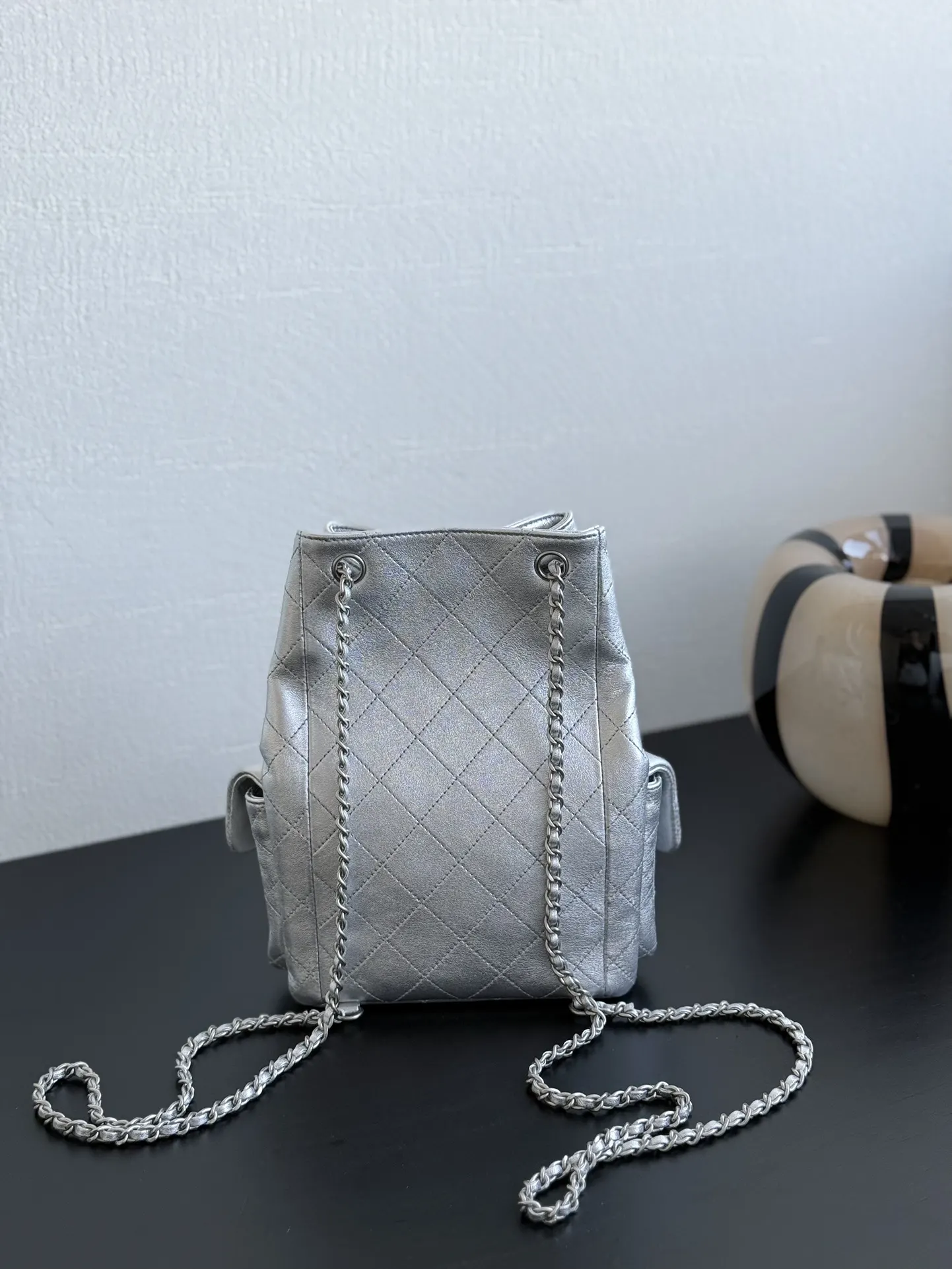 Black Silver Backpack
