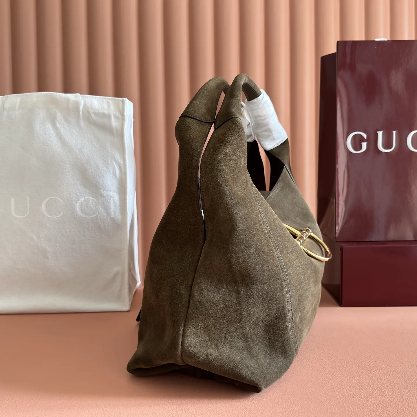 Gucci Green Brown Clutch Bag Leather