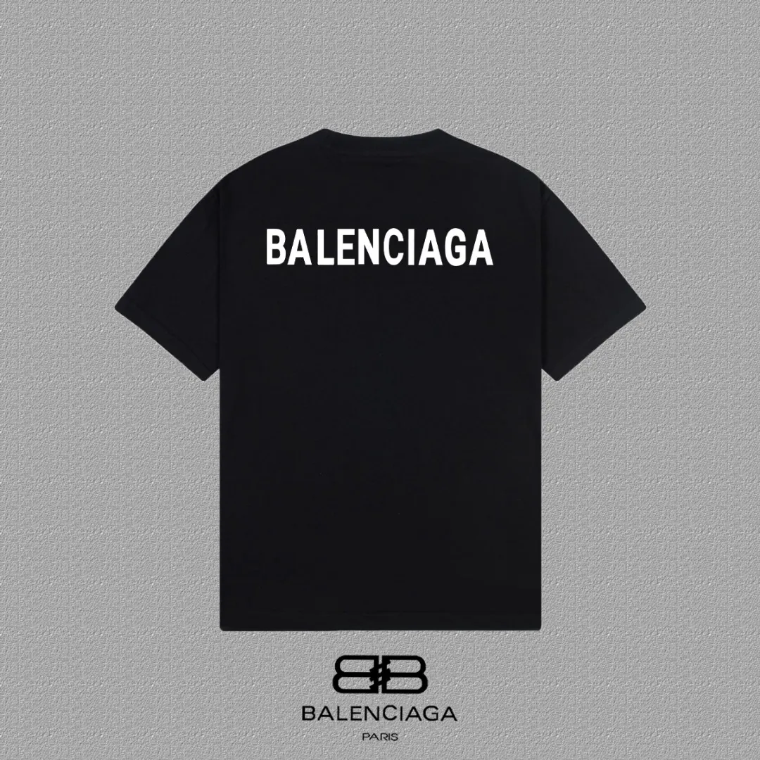 Balenciaga Black Cotton Logo Short Sleeve T-Shirt Street
